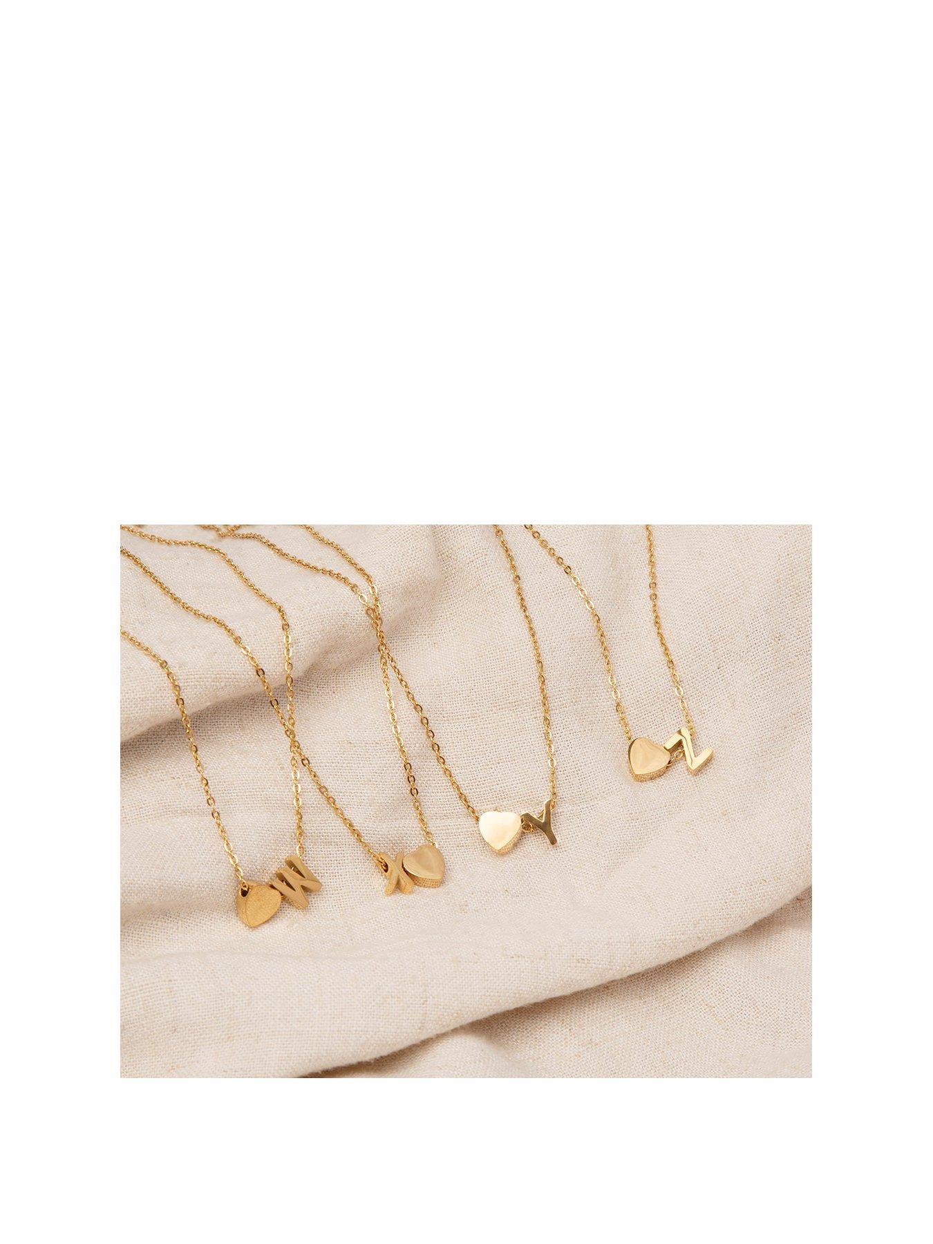 The Love Collection Gold Plated Heart and Initial Charm Necklace