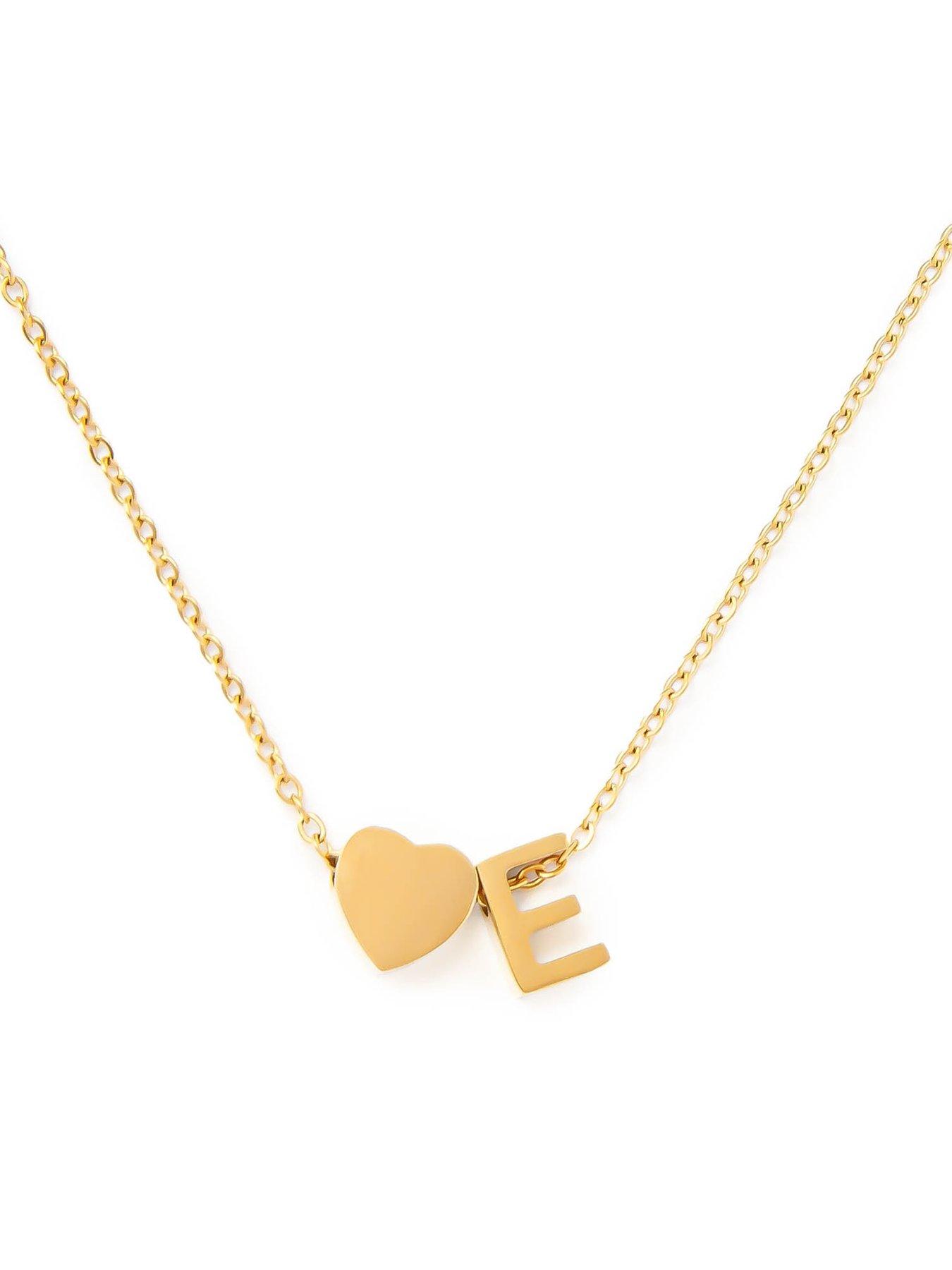Image 2 of 5 of The Love Collection Gold Plated Heart and Initial Charm Necklace