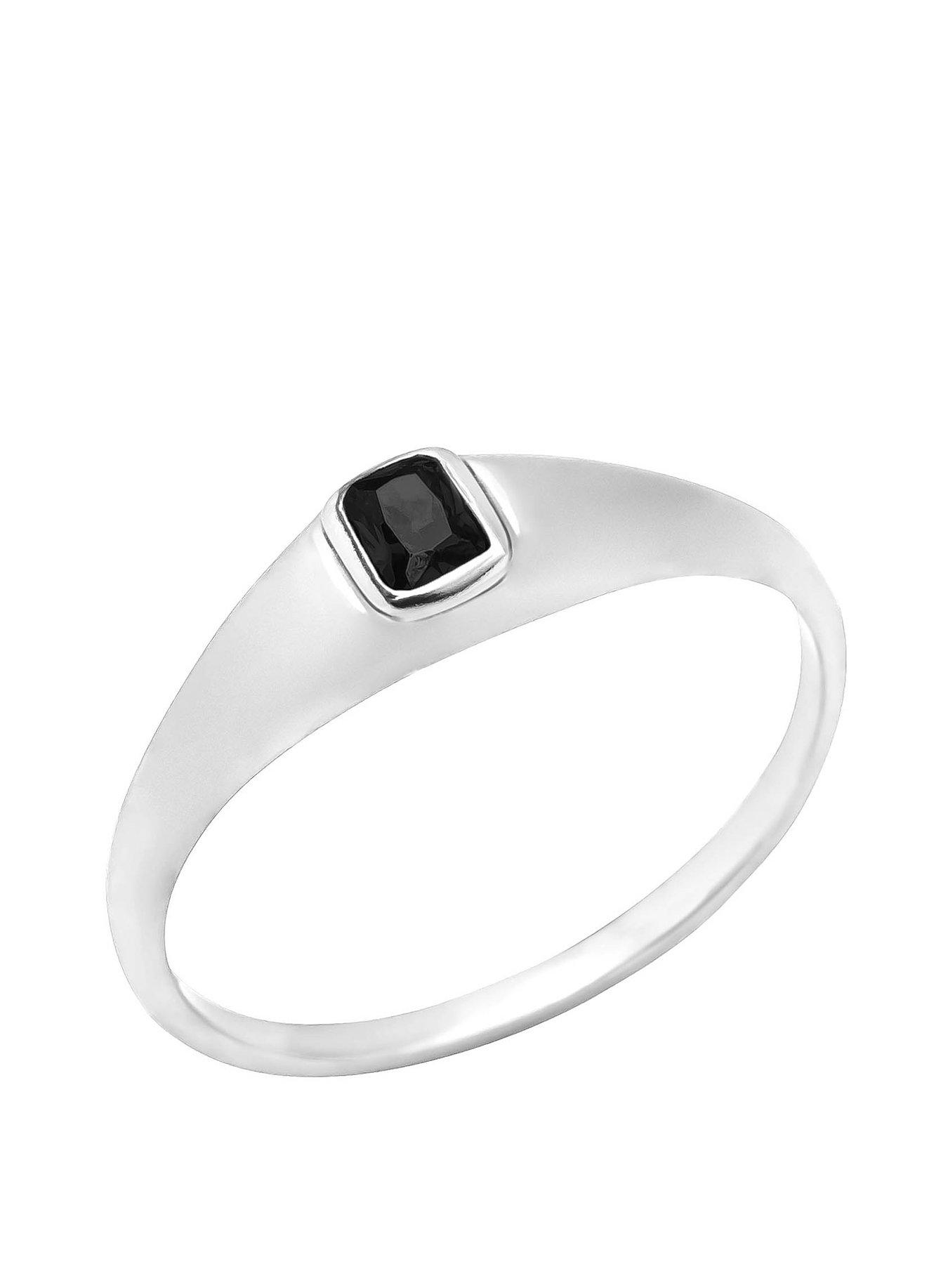 undefined Sterling Silver Black CZ Square Ring