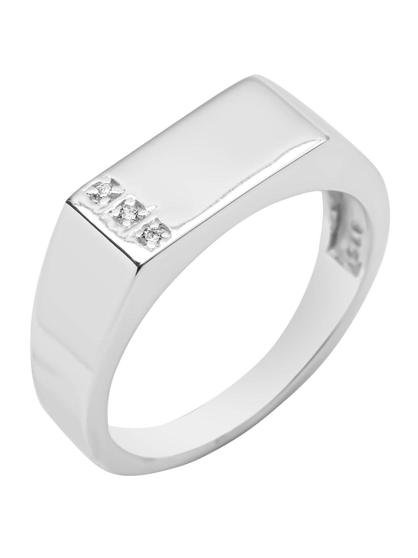 The Love Collection Sterling Silver Vintage Style Ring with Three CZ Stones