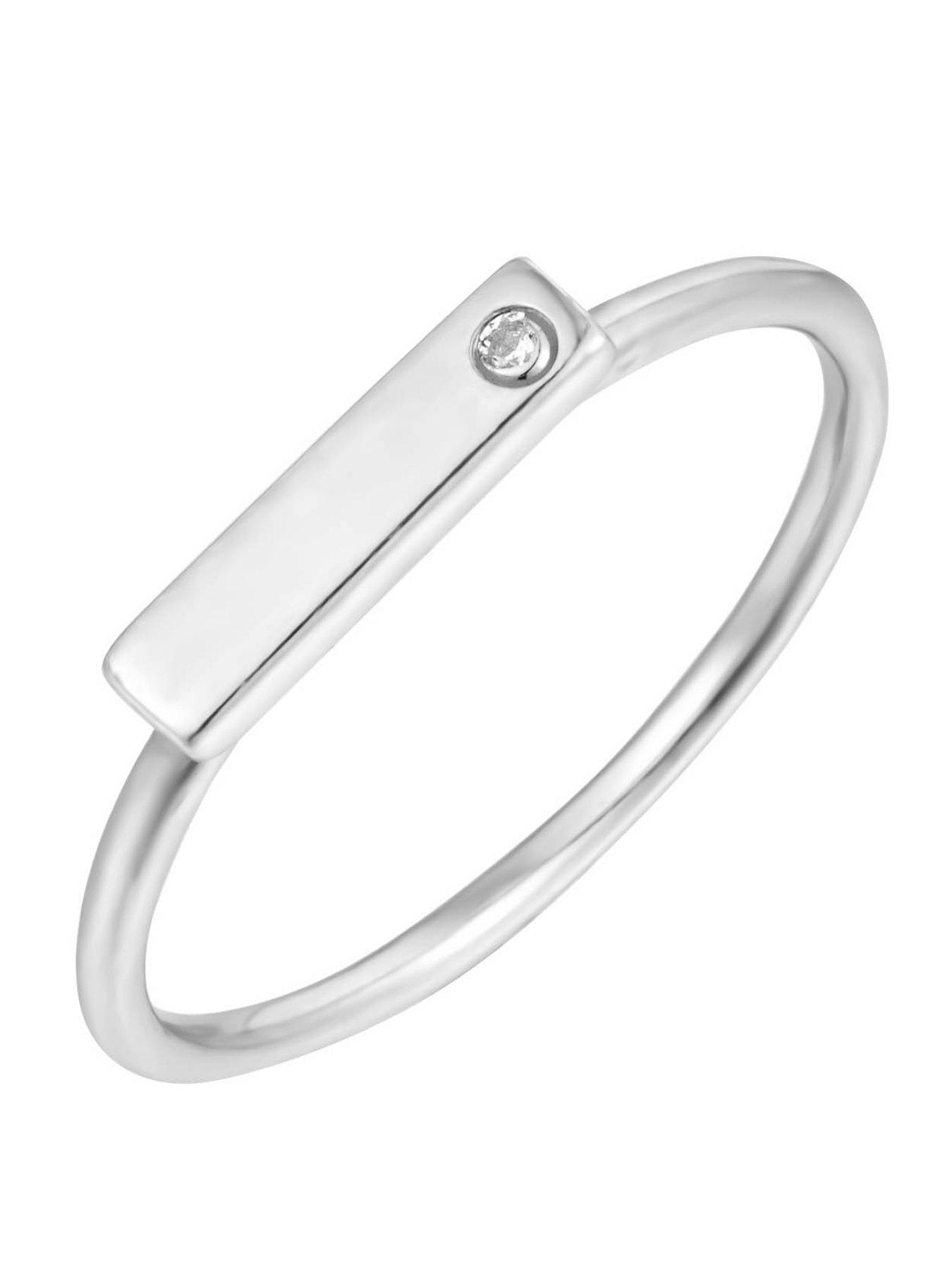 The Love Collection Sterling Silver Skinny CZ Polished Ring
