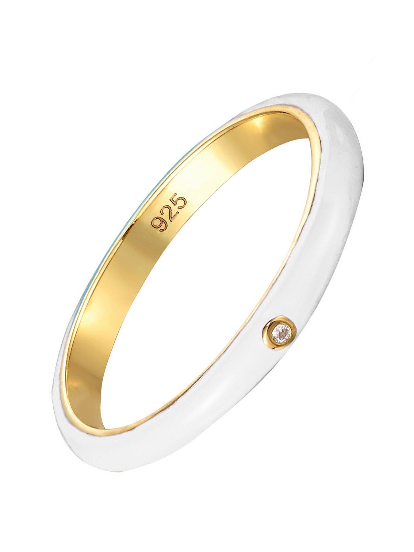  image of the-love-collection-18ct-gold-plated-sterling-silver-enamel-cz-pastel-ring-stacking-set
