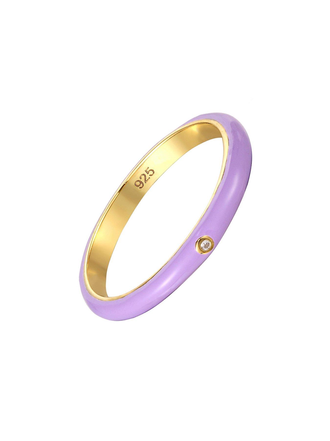  image of the-love-collection-18ct-gold-plated-sterling-silver-enamel-cz-pastel-ring-stacking-set