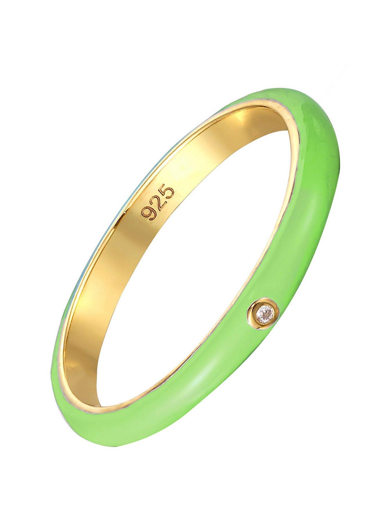 Image 3 of 6 of The Love Collection 18ct Gold Plated Sterling Silver Enamel CZ Edgy Ring Stacking Set