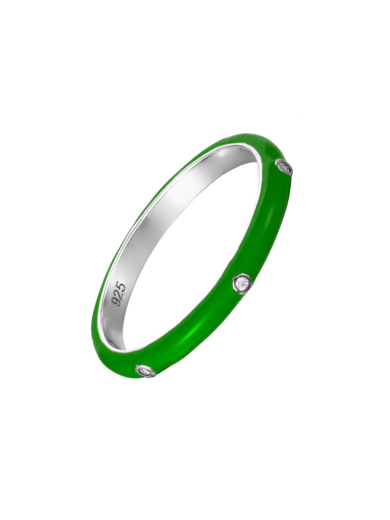 Image 4 of 6 of The Love Collection 18ct Gold Plated Sterling Silver Enamel CZ Edgy Ring Stacking Set