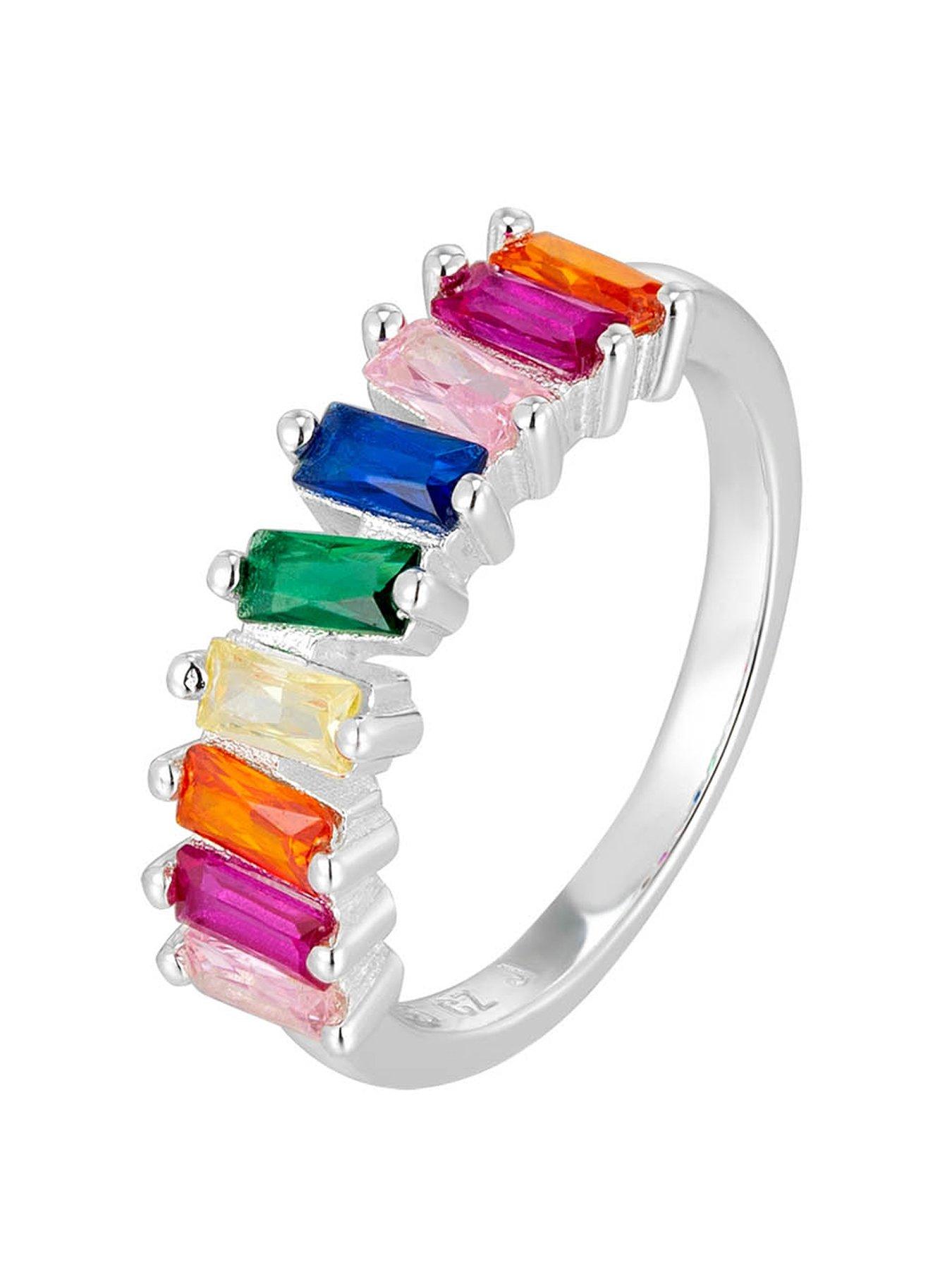 the-love-collection-sterling-silver-baguette-multicoloured-cz-stones-ring