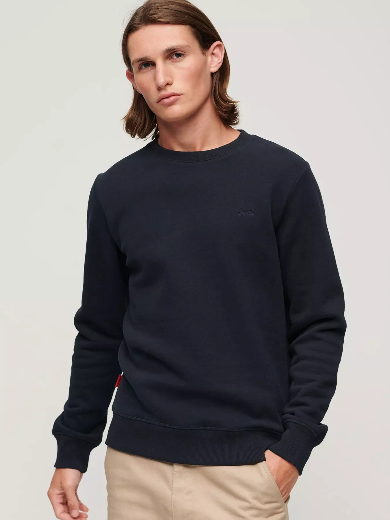 Superdry Organic Cotton Long Sleeve Waffle Henley Top, Surplus