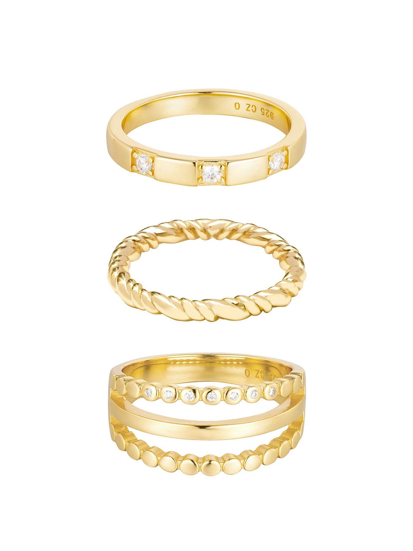the-love-collection-18ct-gold-plated-sterling-silver-set-of-three-rope-and-cz-stacking-rings