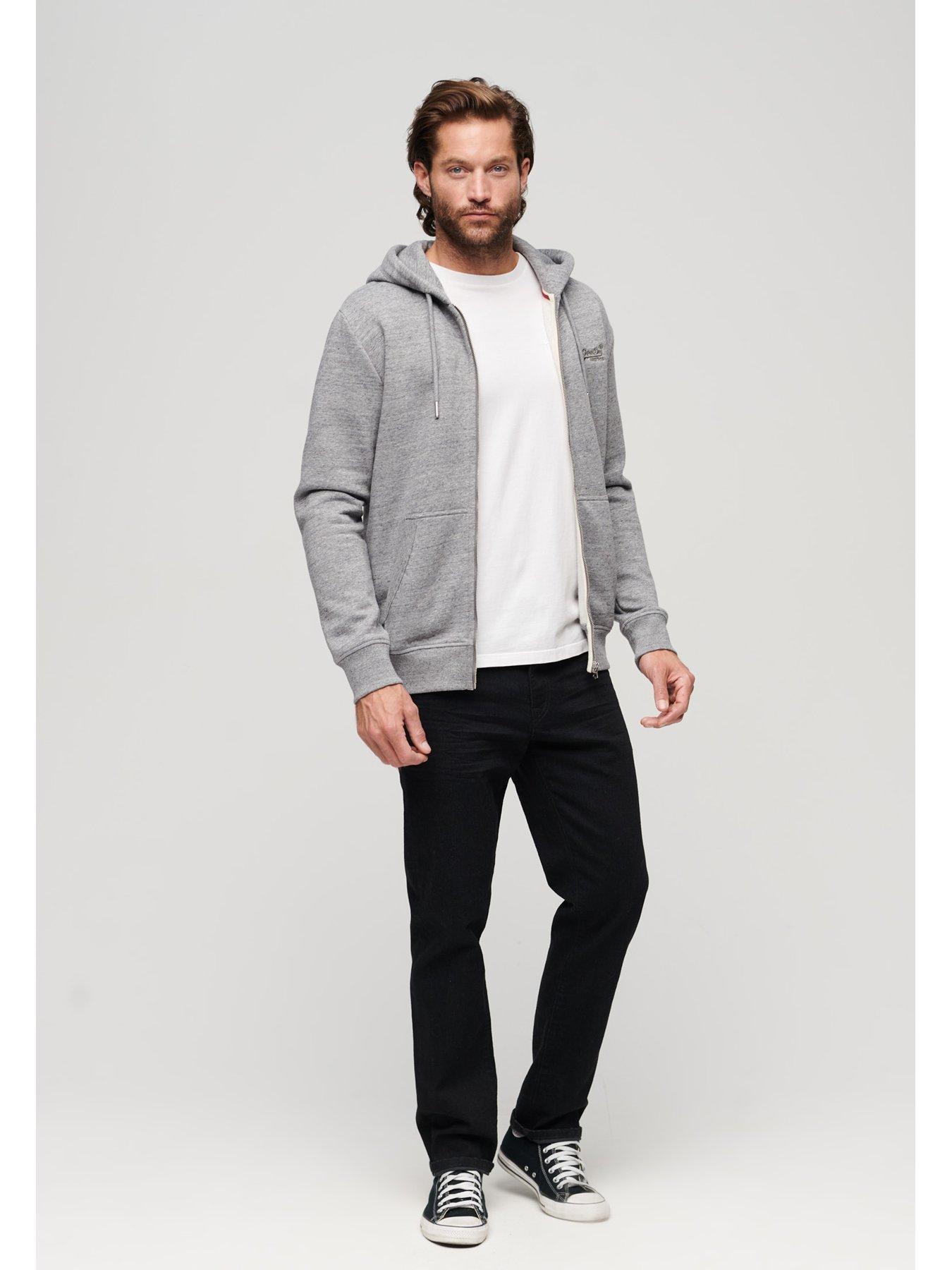  image of superdry-essential-logo-zip-hoodie-dark-grey