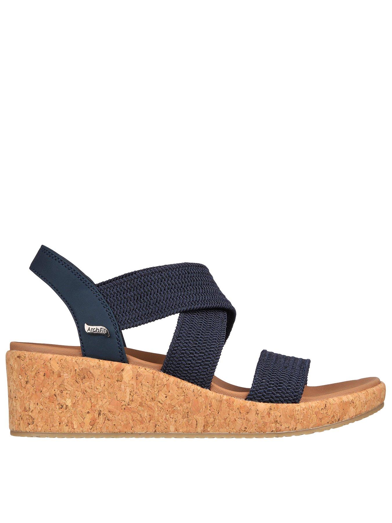 Skechers brown wedge sandals online