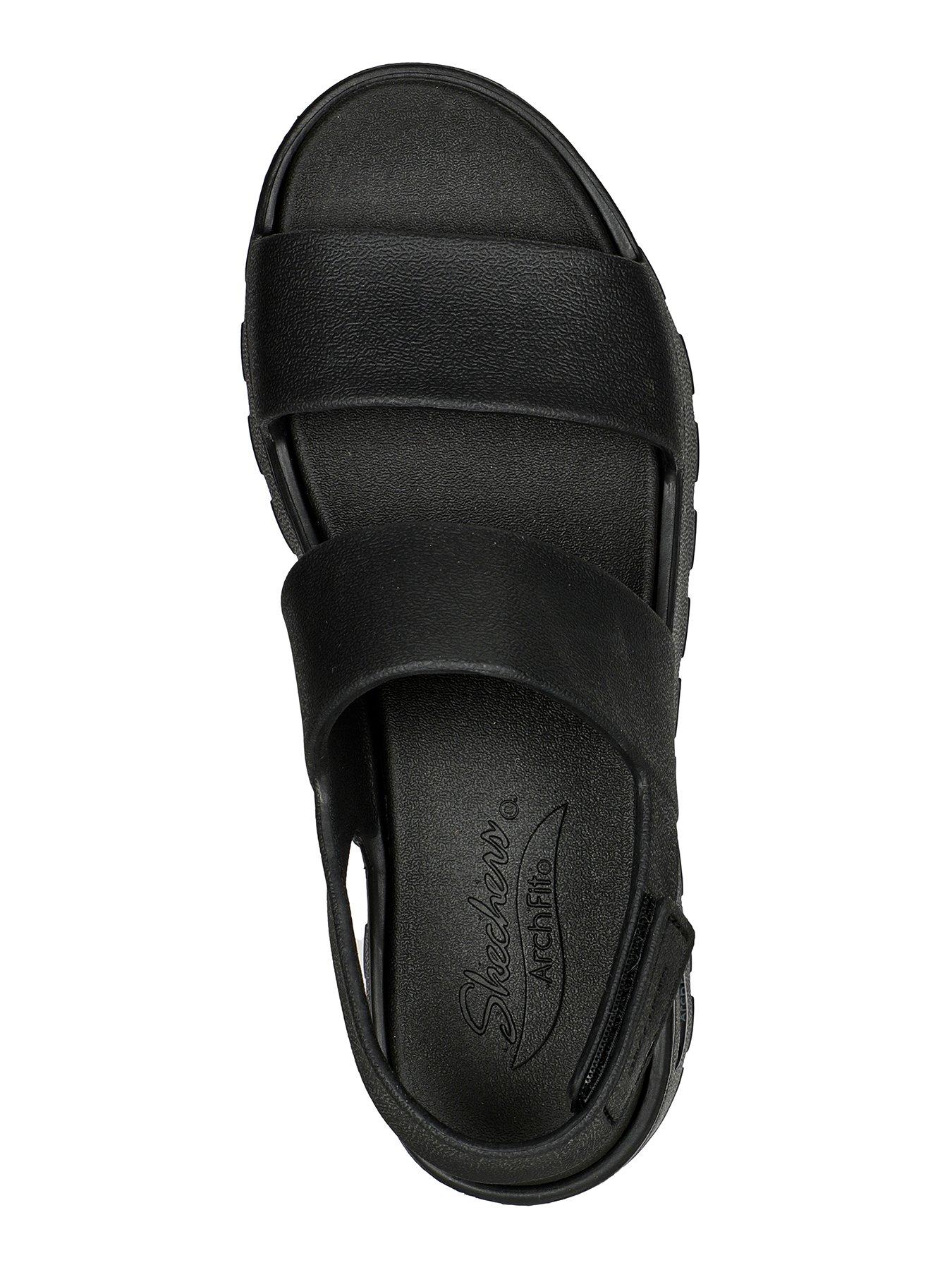 Skechers Arch Fit Footsteps Molded Double Band Sling Back Sandal Black littlewoods