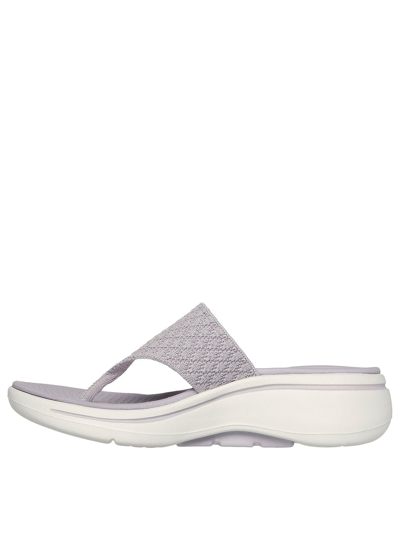 Skechers Go Walk Arch Fit Shimmery Knit 3 Point Sandal - Lilac Textile ...