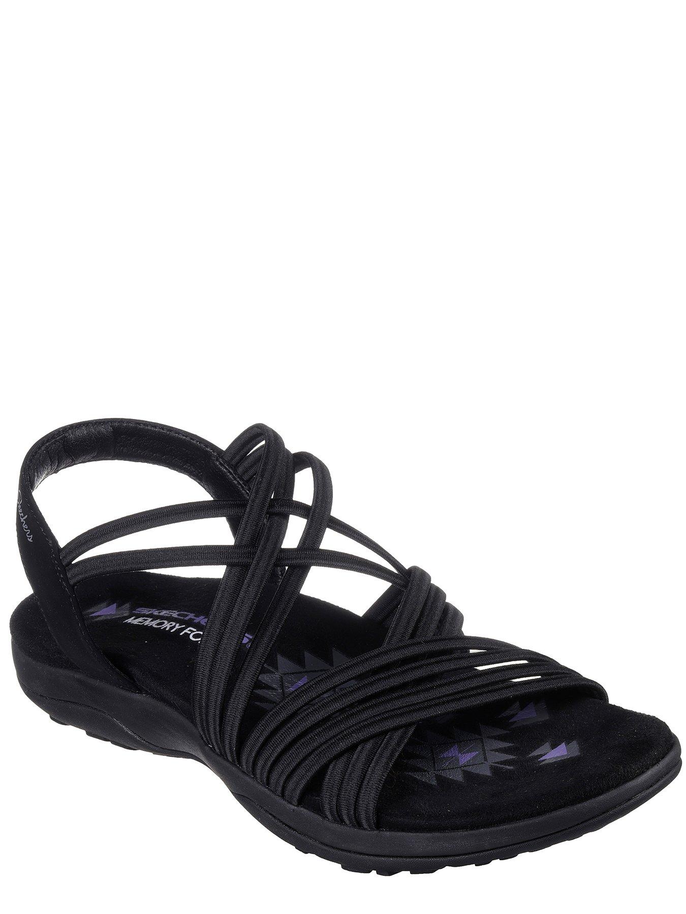 Skechers Reggae Slim Strappy Gore Open Toe Slingback Sandal Black littlewoods