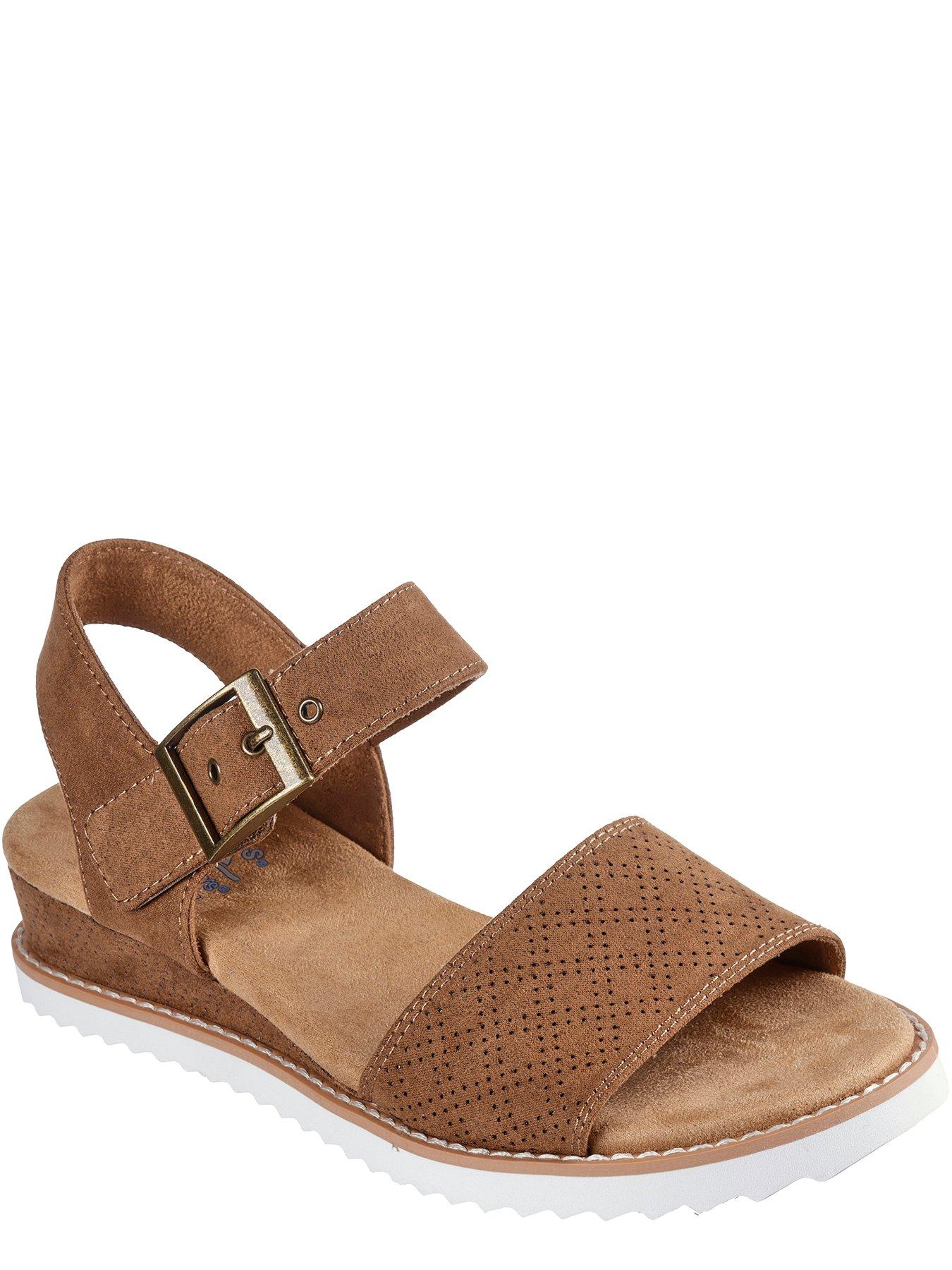 Skechers Desert Kiss Microfiber Strap Sandal Chestnut Microfiber littlewoods