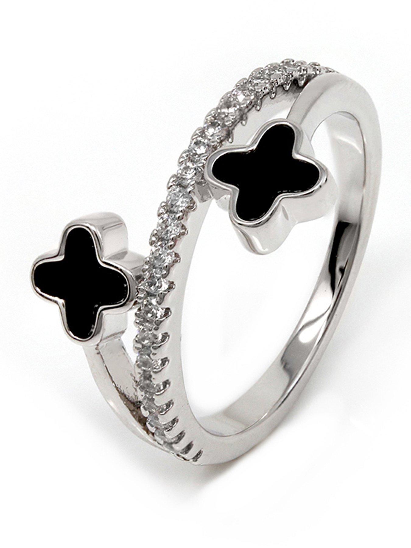 Image 1 of 2 of Say It With Luck Ring - Silver &amp; Black