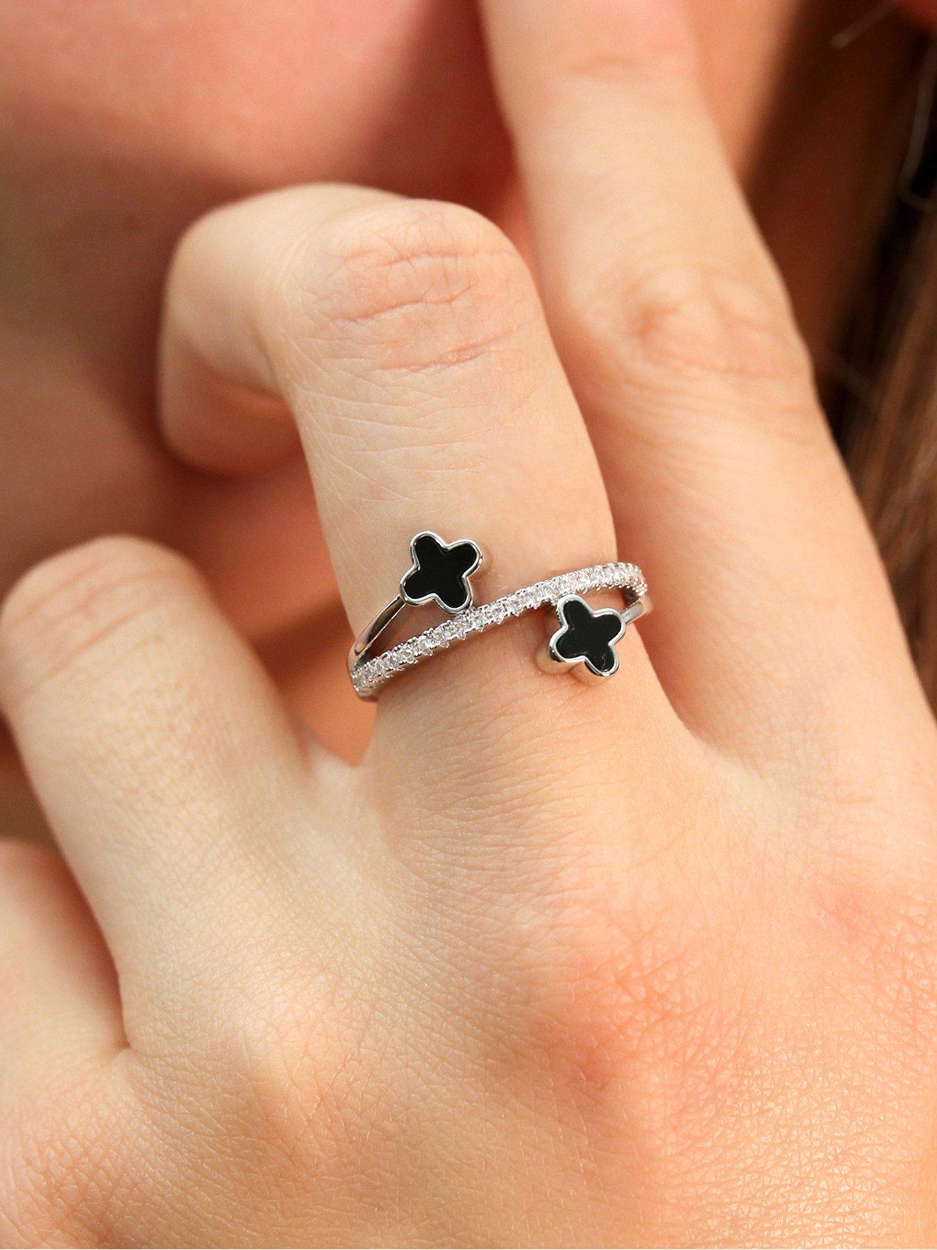 Image 2 of 2 of Say It With Luck Ring - Silver &amp; Black