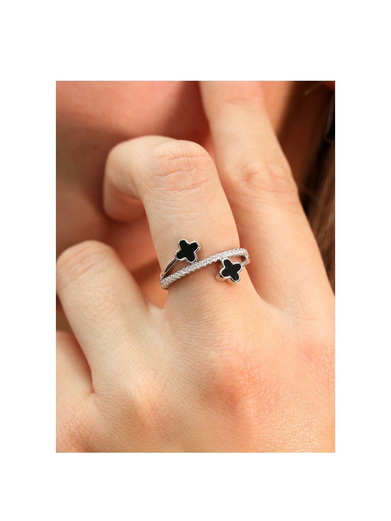  image of say-it-with-luck-ring-silver-black