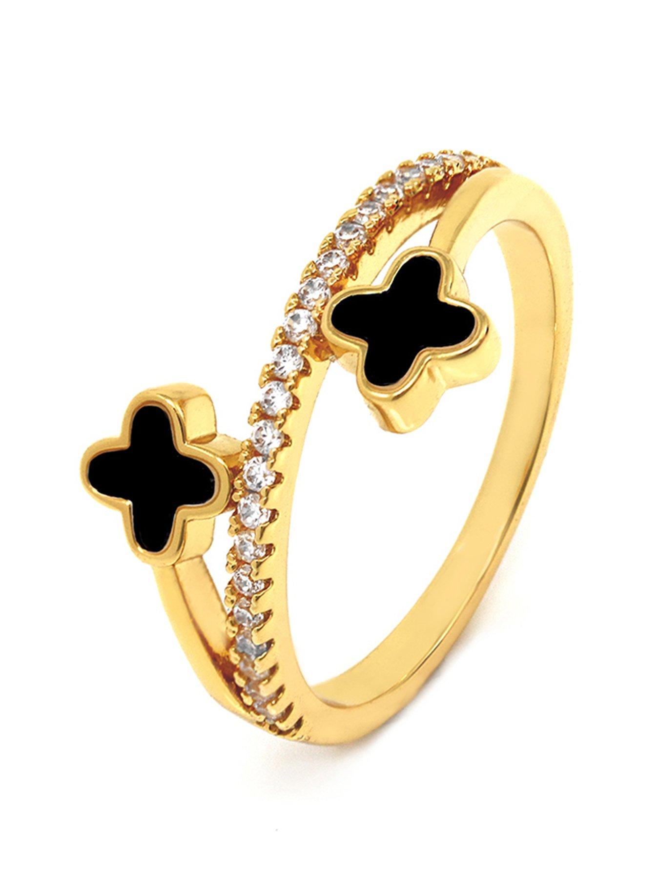  image of say-it-with-luck-ring-gold-black