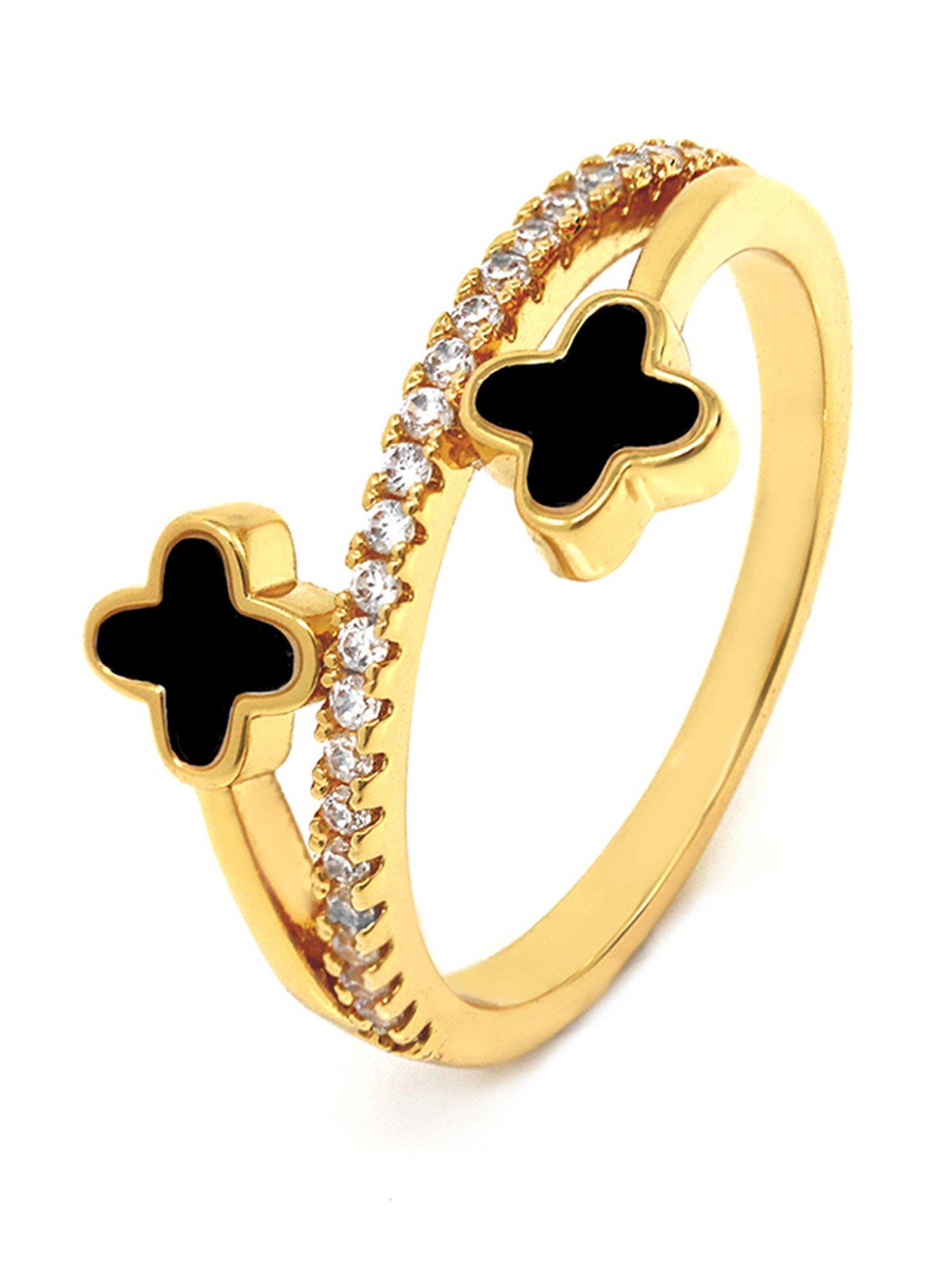 Image 1 of 2 of Say It With Luck Ring - &amp; Black - Gold