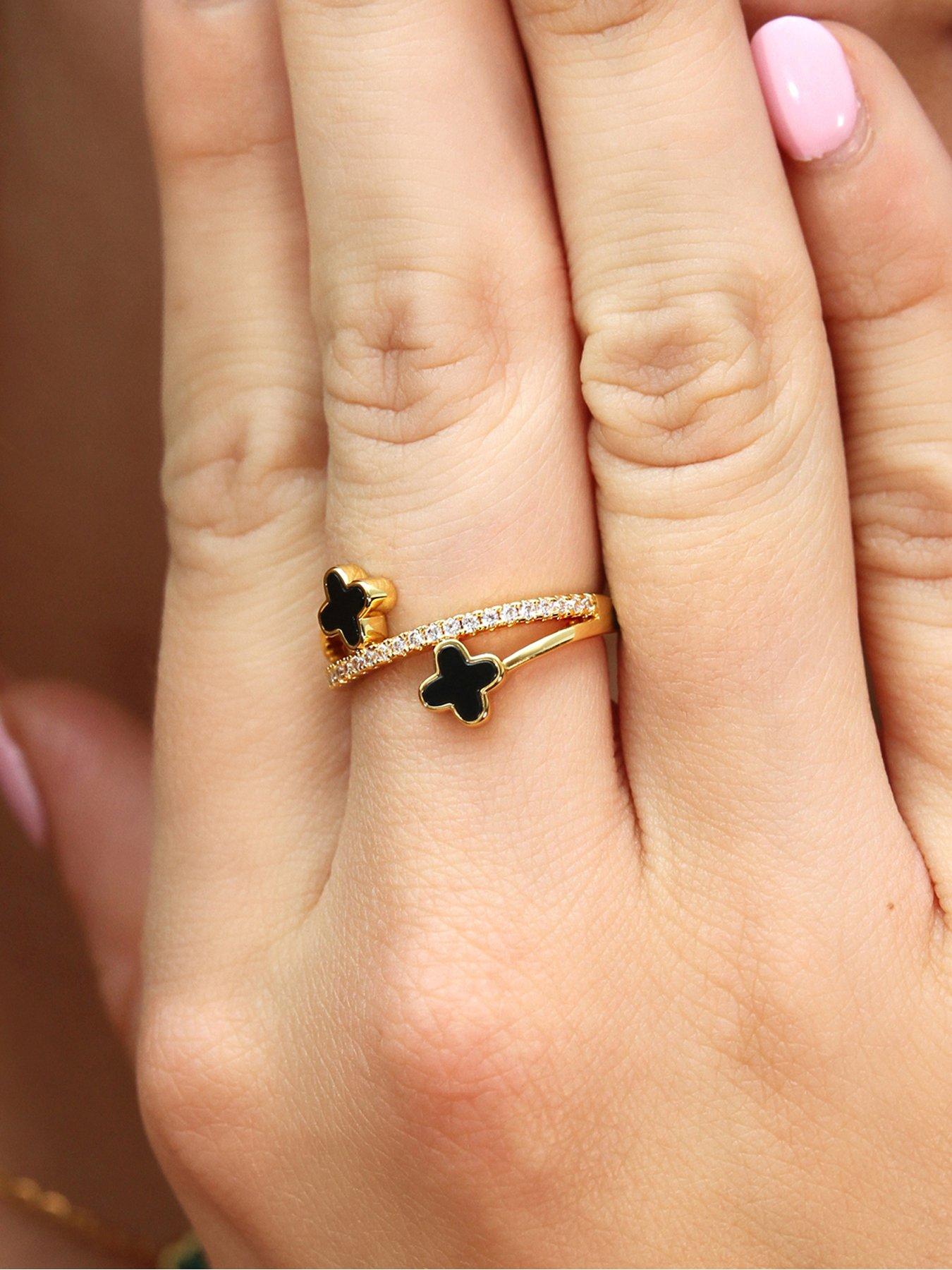 Image 2 of 2 of Say It With Luck Ring - &amp; Black - Gold