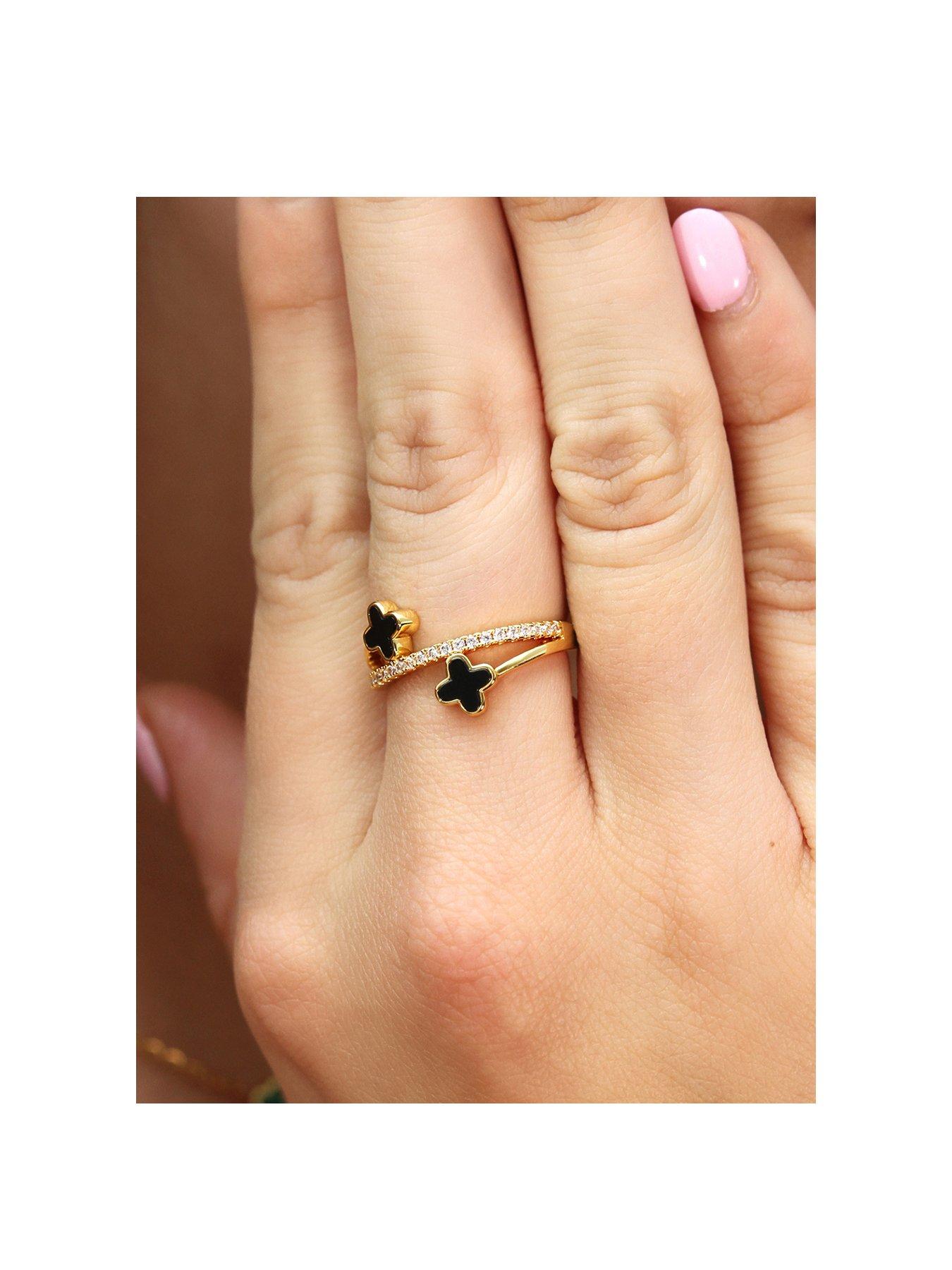  image of say-it-with-luck-ring-gold-black