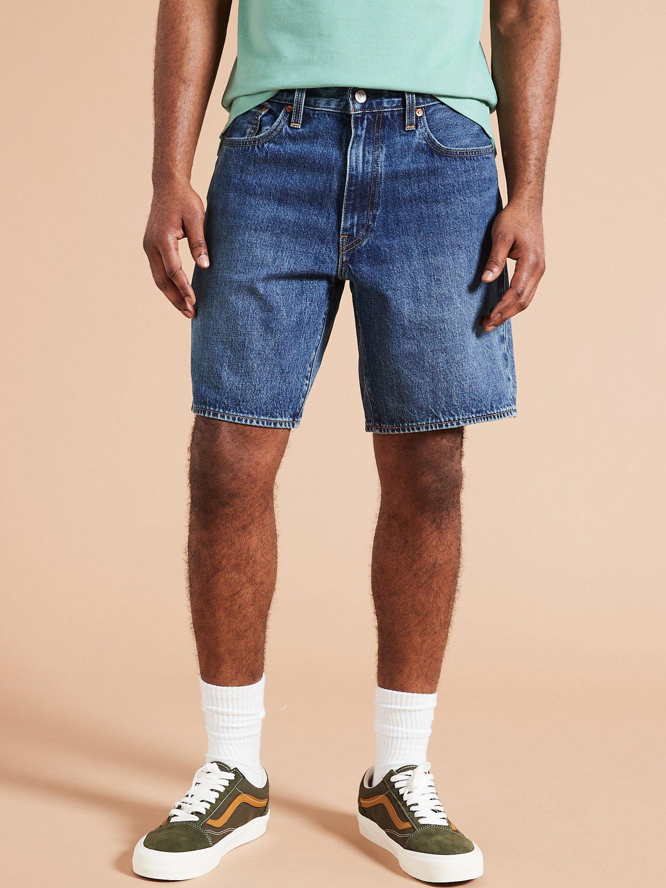  image of levis-468-stay-loose-fit-denim-shorts-dark-wash