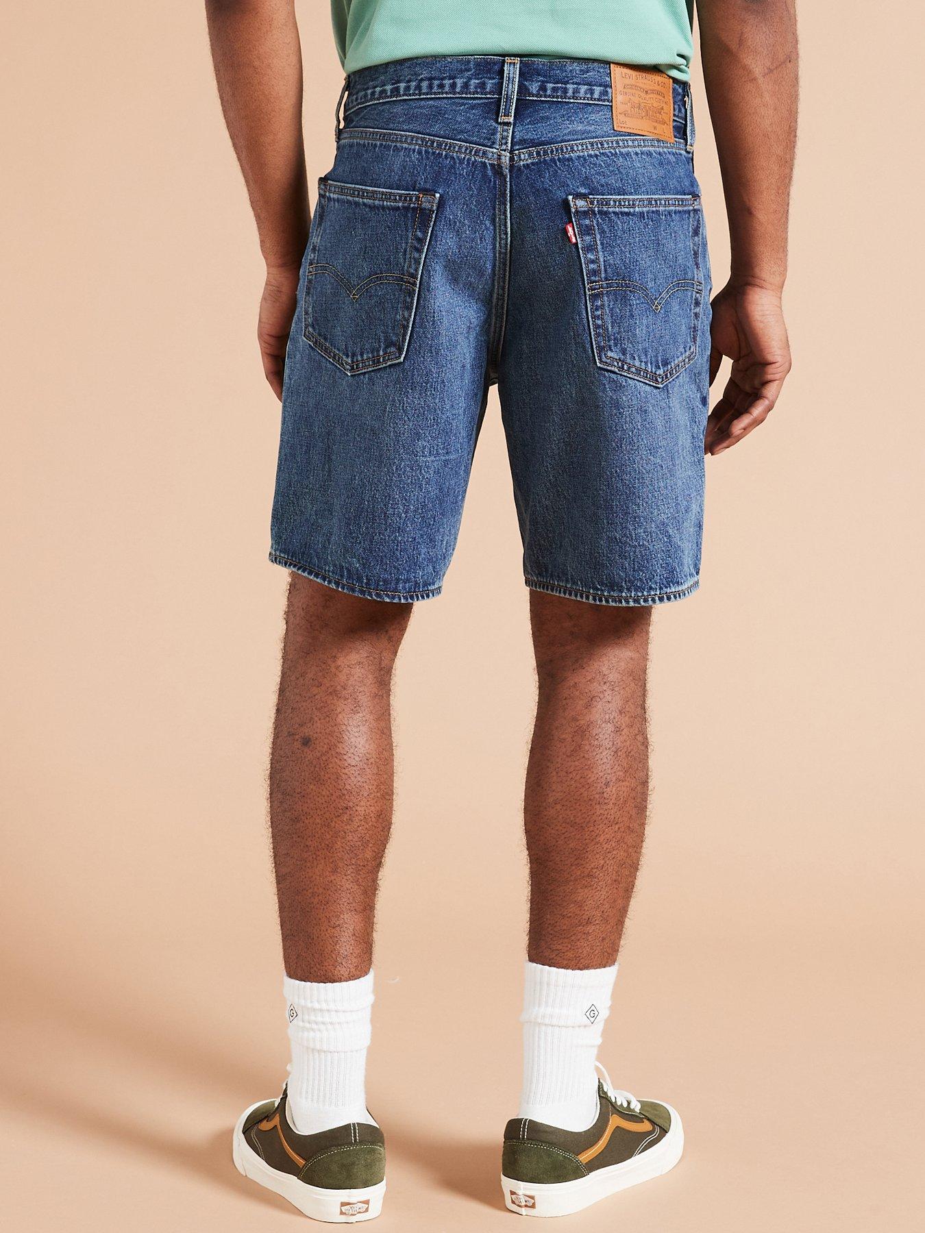  image of levis-468-stay-loose-fit-denim-shorts-dark-wash