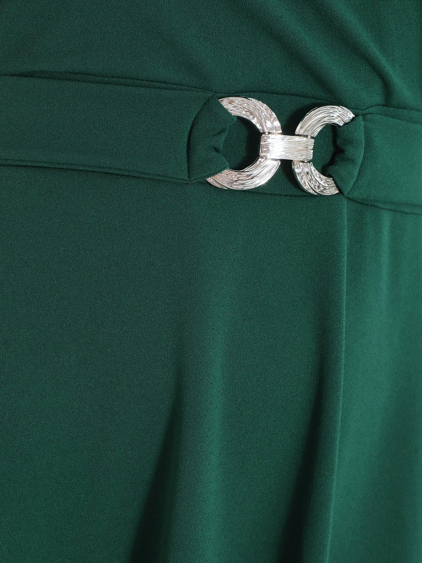 image of quiz-curve-curve-bottle-green-skater-midi-dress