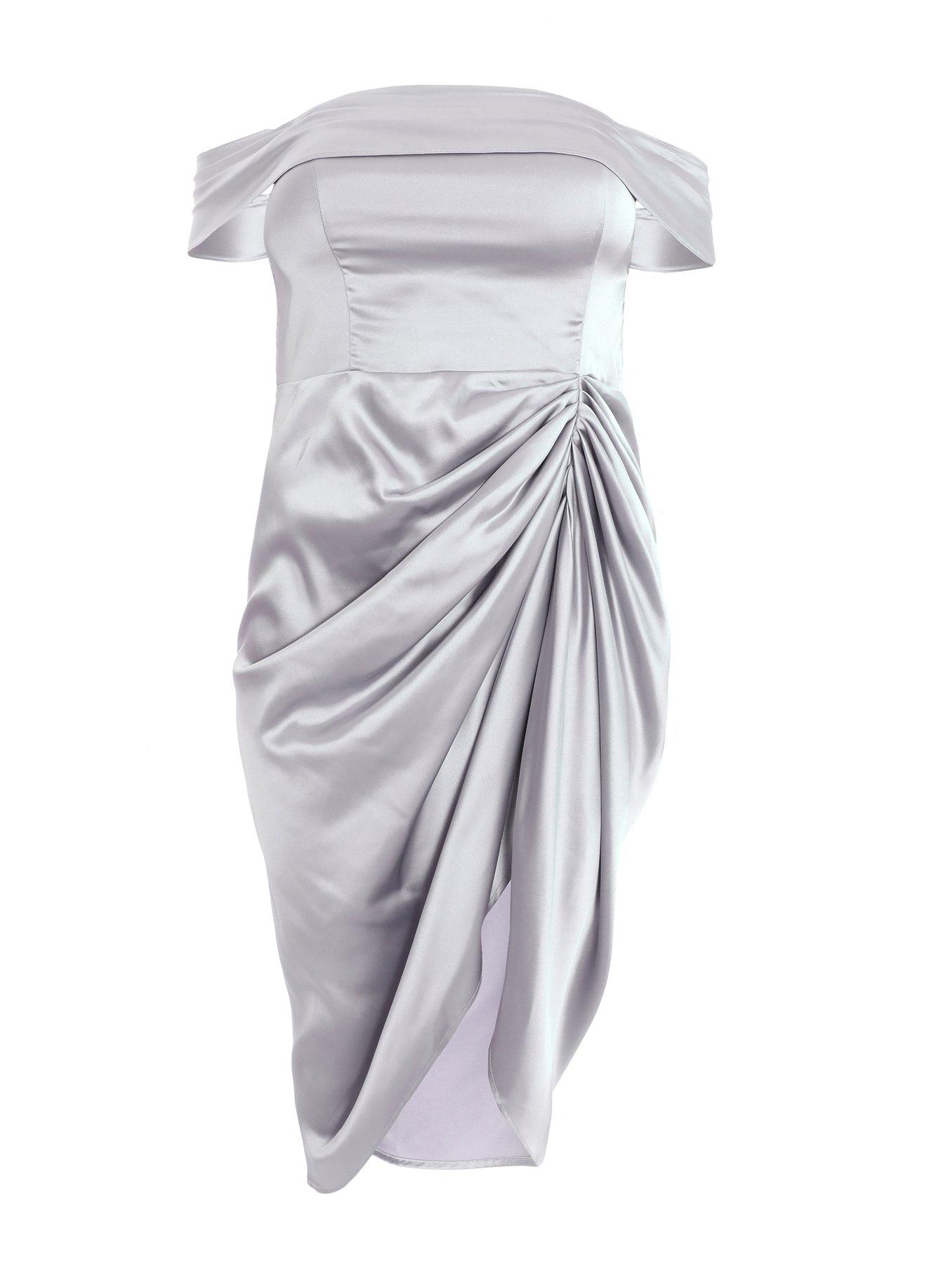 Quiz silver bardot dress hotsell