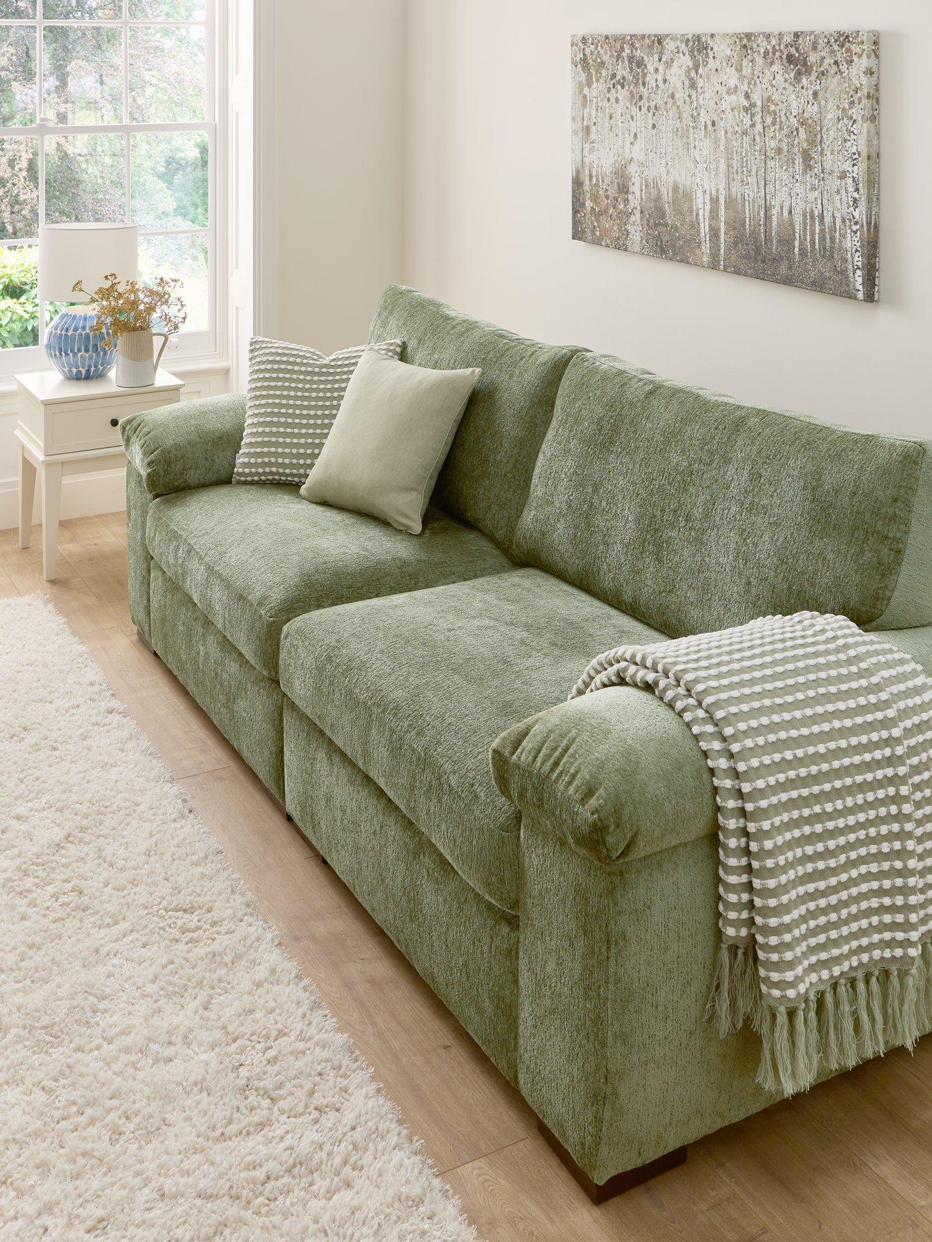 Blok 6 seater corner sofa in wide seam green corduroy 320 x 320 cm