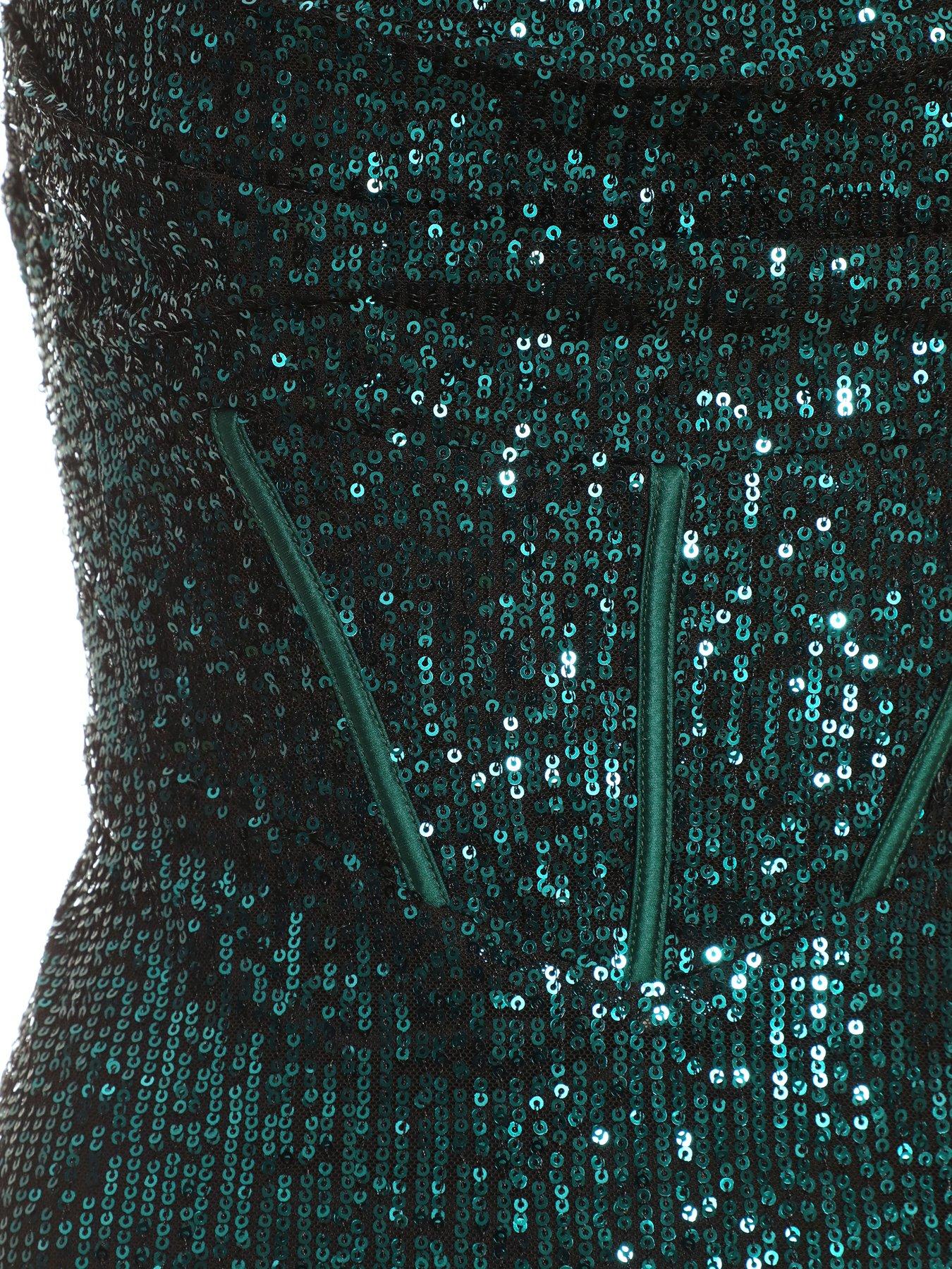 Quiz Bottle Green Sequin Maxi Dress | Littlewoods