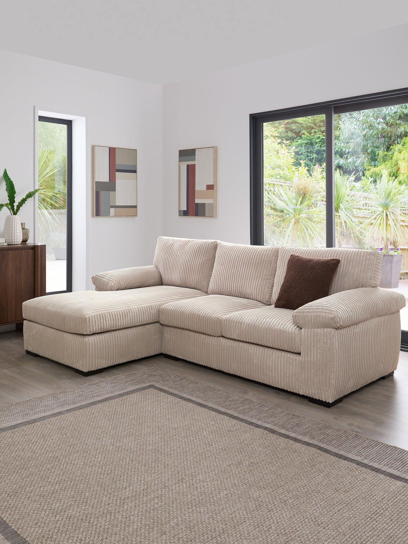 Image 1 of 7 of The Very Collection Amalfi 3&nbsp;Seater Standard Back Left Hand Fabric Corner Chaise Sofa - Cream - FSC&reg; Certified