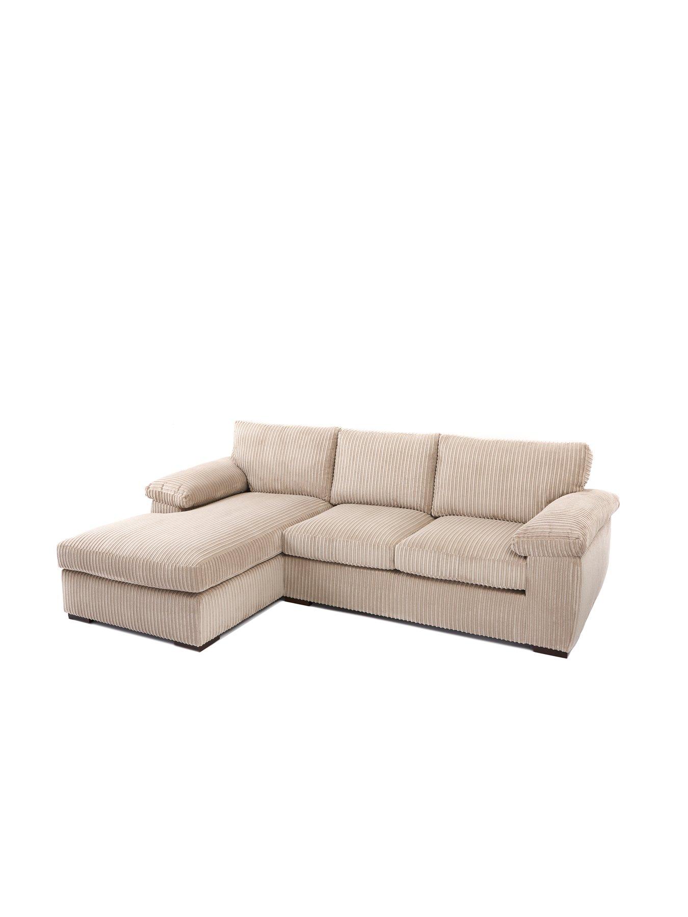 Image 3 of 7 of The Very Collection Amalfi 3&nbsp;Seater Standard Back Left Hand Fabric Corner Chaise Sofa - Cream - FSC&reg; Certified