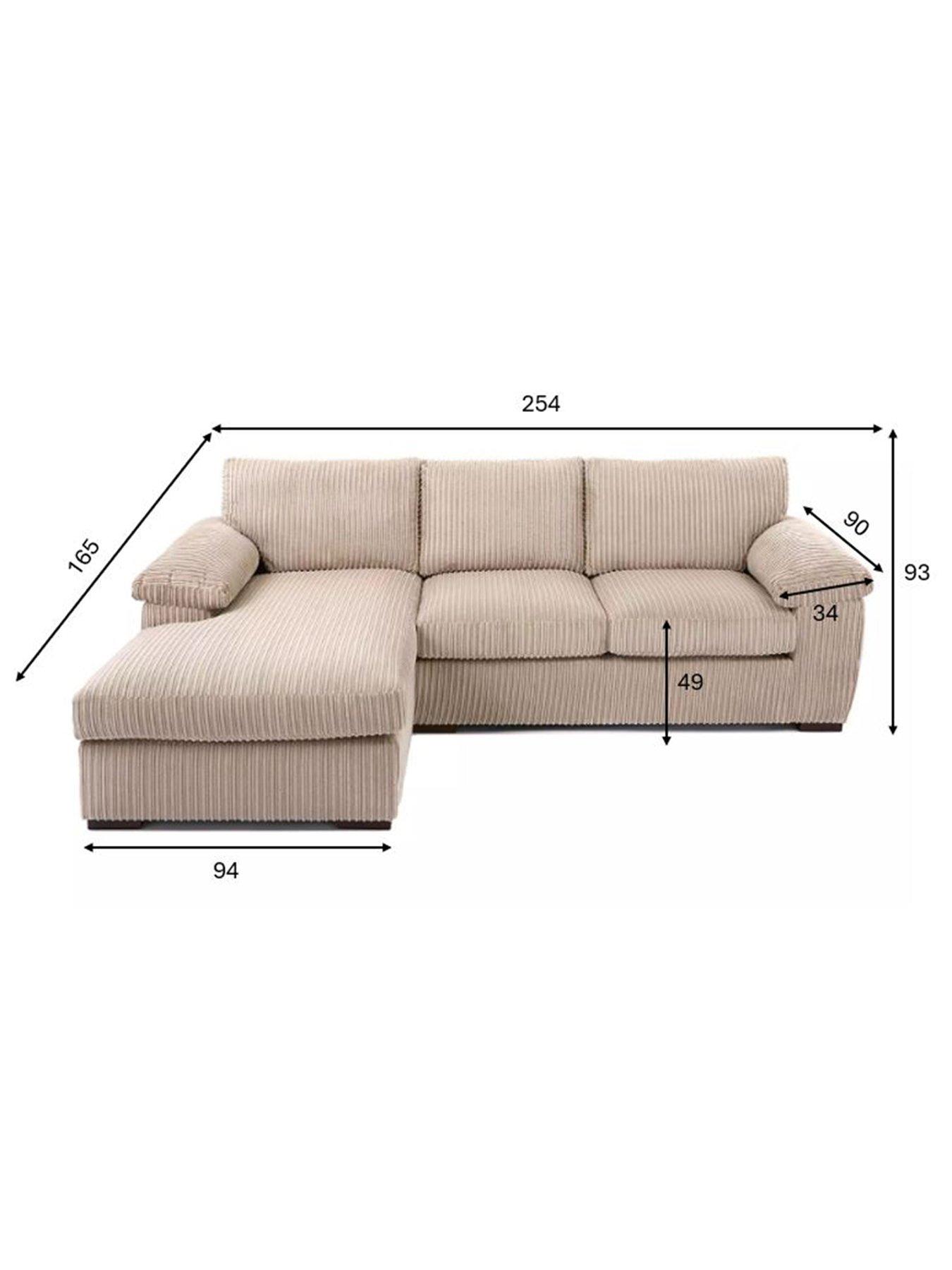 Image 6 of 7 of The Very Collection Amalfi 3&nbsp;Seater Standard Back Left Hand Fabric Corner Chaise Sofa - Cream - FSC&reg; Certified
