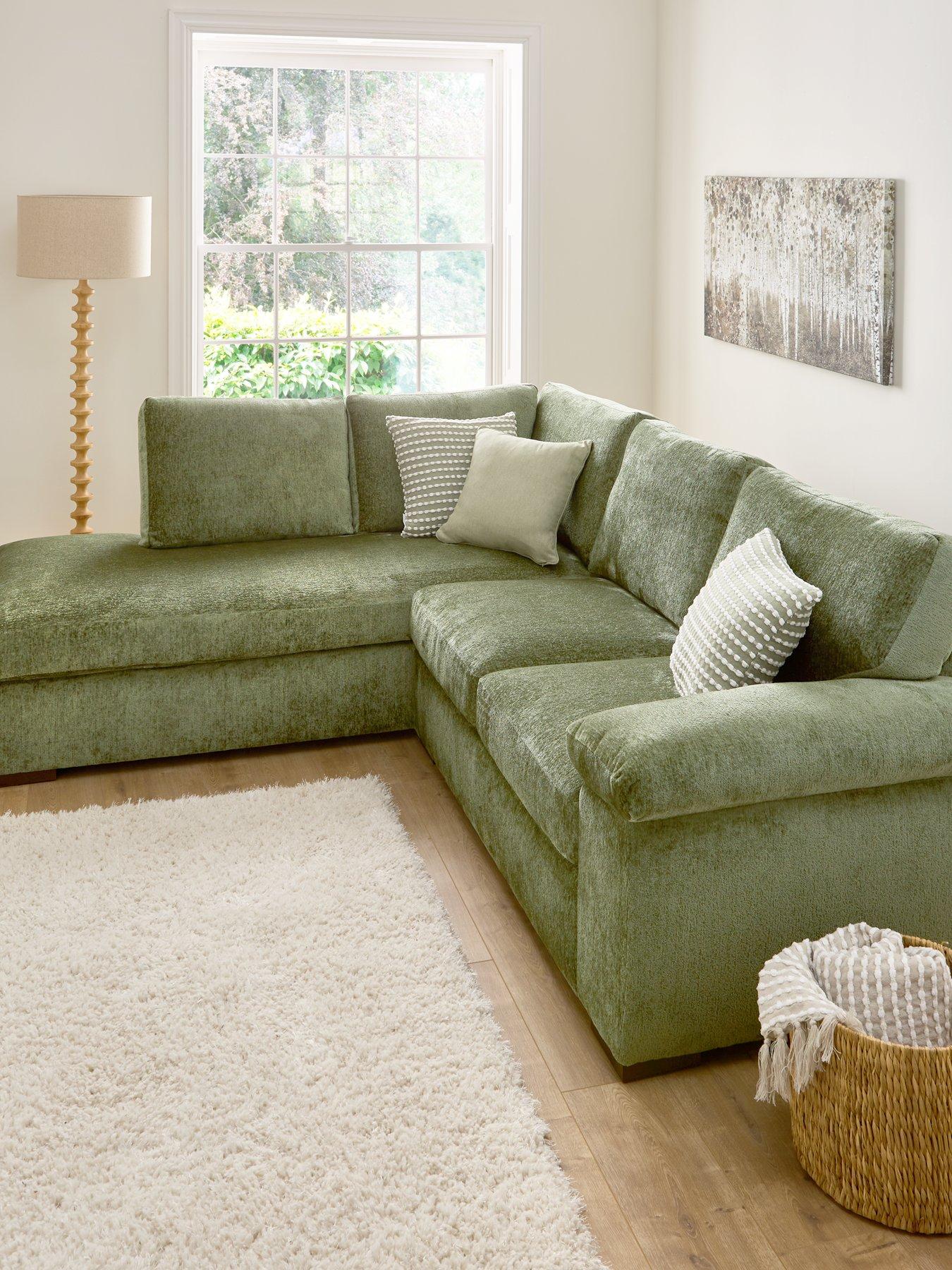 The Very Collection Salerno Standard Back Left Hand Fabric Corner Chaise Sofa – Olive Green - FSC® Certified
