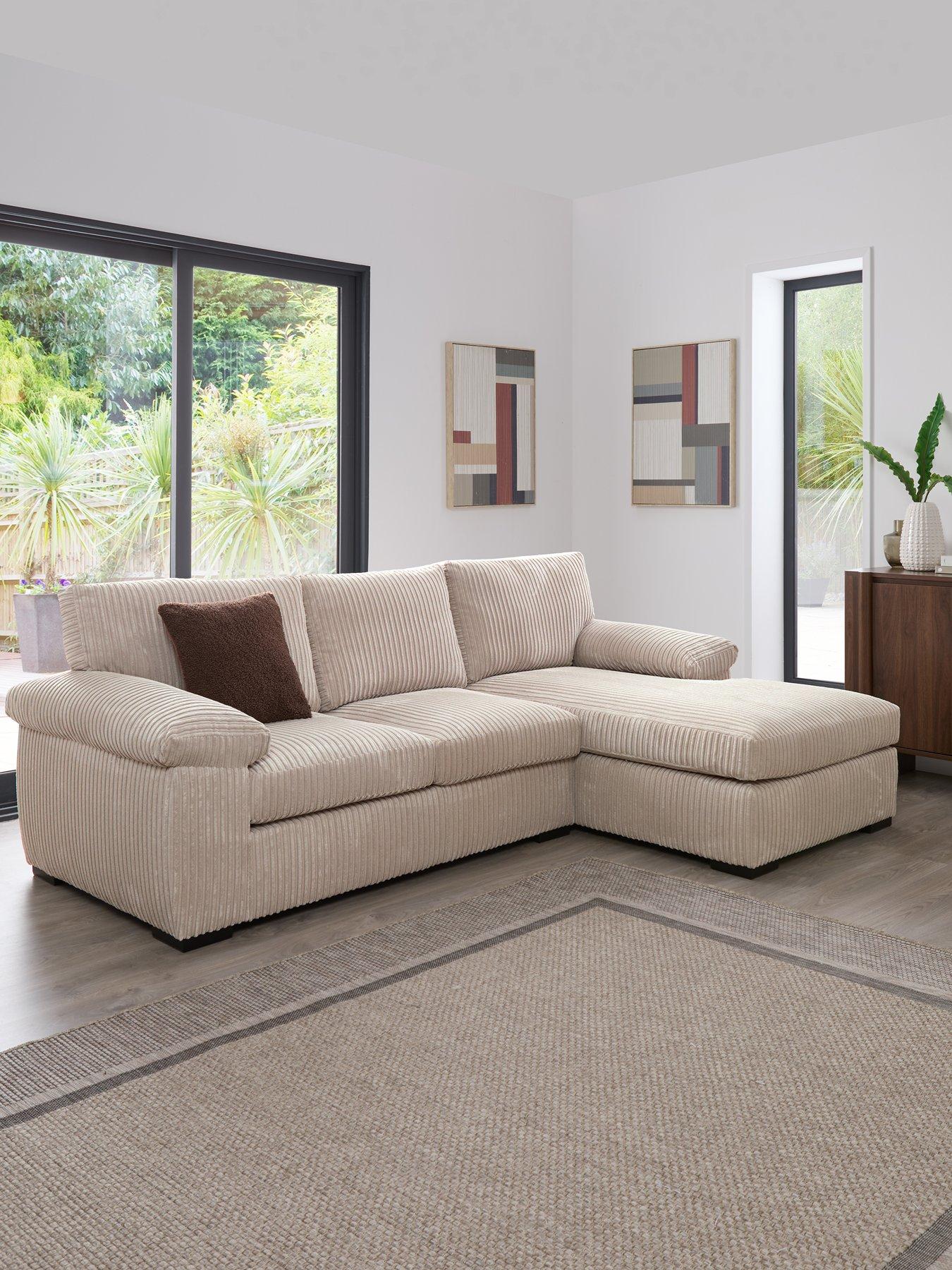 Image 1 of 7 of The Very Collection Amalfi 3 Seater Standard Back Right Hand Fabric Corner Chaise Sofa - Cream - FSC&reg; Certified