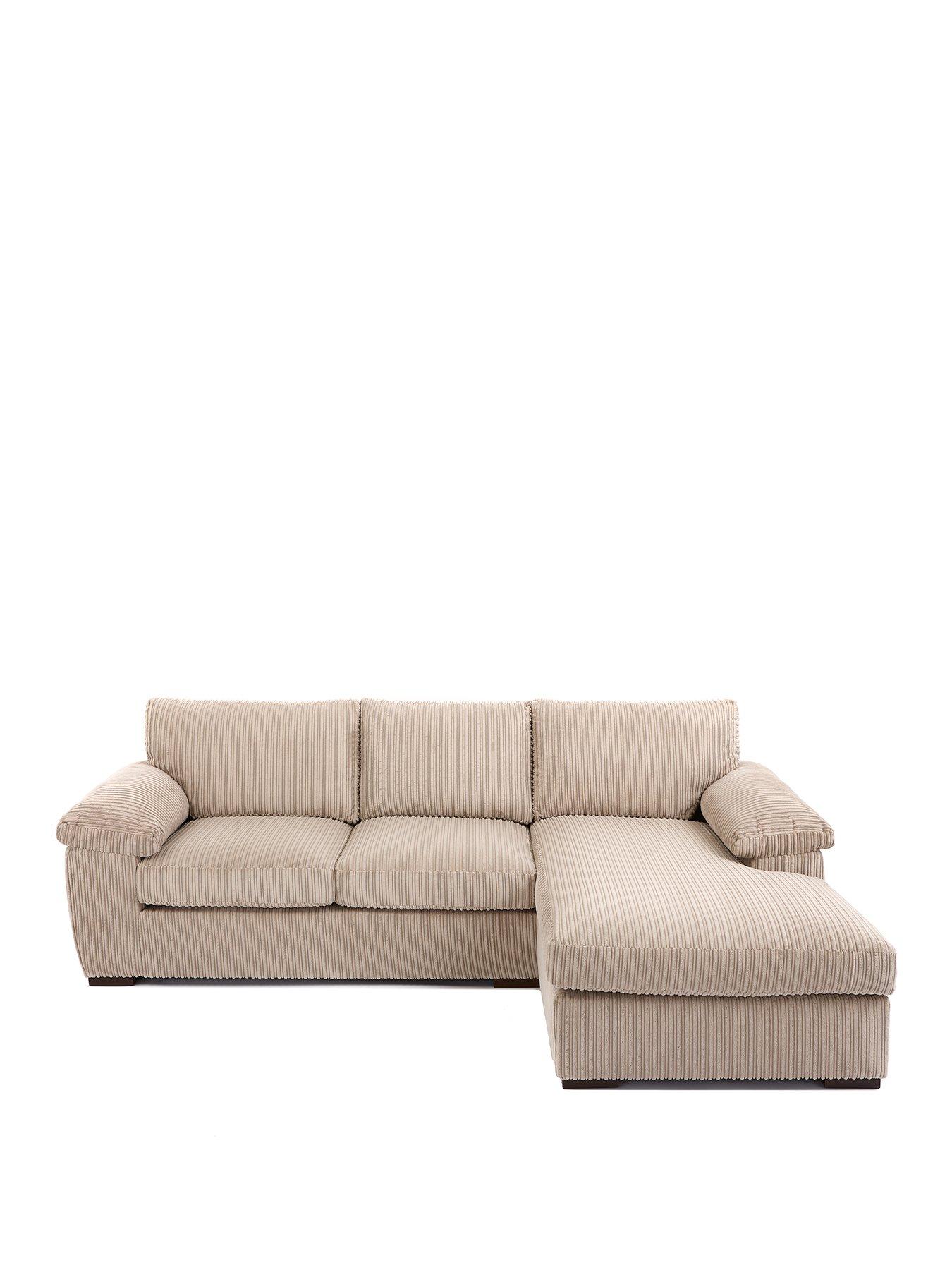 Image 2 of 7 of The Very Collection Amalfi 3 Seater Standard Back Right Hand Fabric Corner Chaise Sofa - Cream - FSC&reg; Certified
