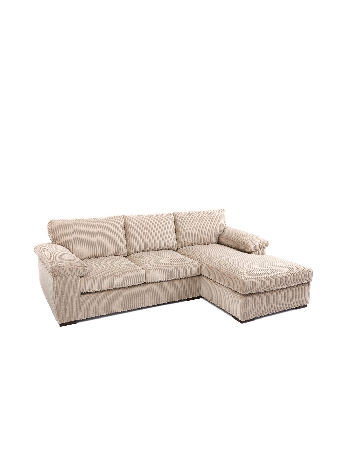 Image 3 of 7 of The Very Collection Amalfi 3 Seater Standard Back Right Hand Fabric Corner Chaise Sofa - Cream - FSC&reg; Certified