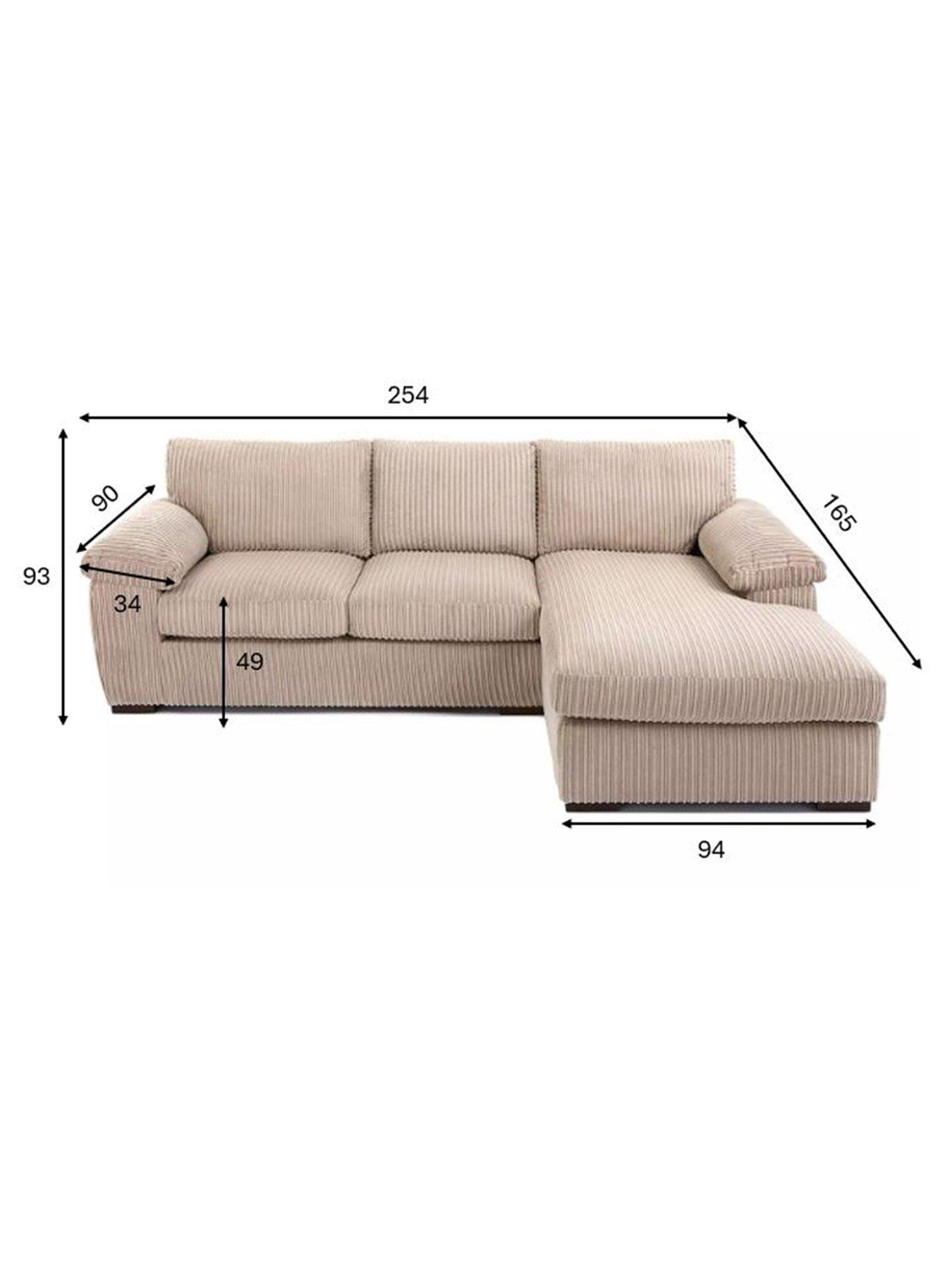 Image 6 of 7 of The Very Collection Amalfi 3 Seater Standard Back Right Hand Fabric Corner Chaise Sofa - Cream - FSC&reg; Certified