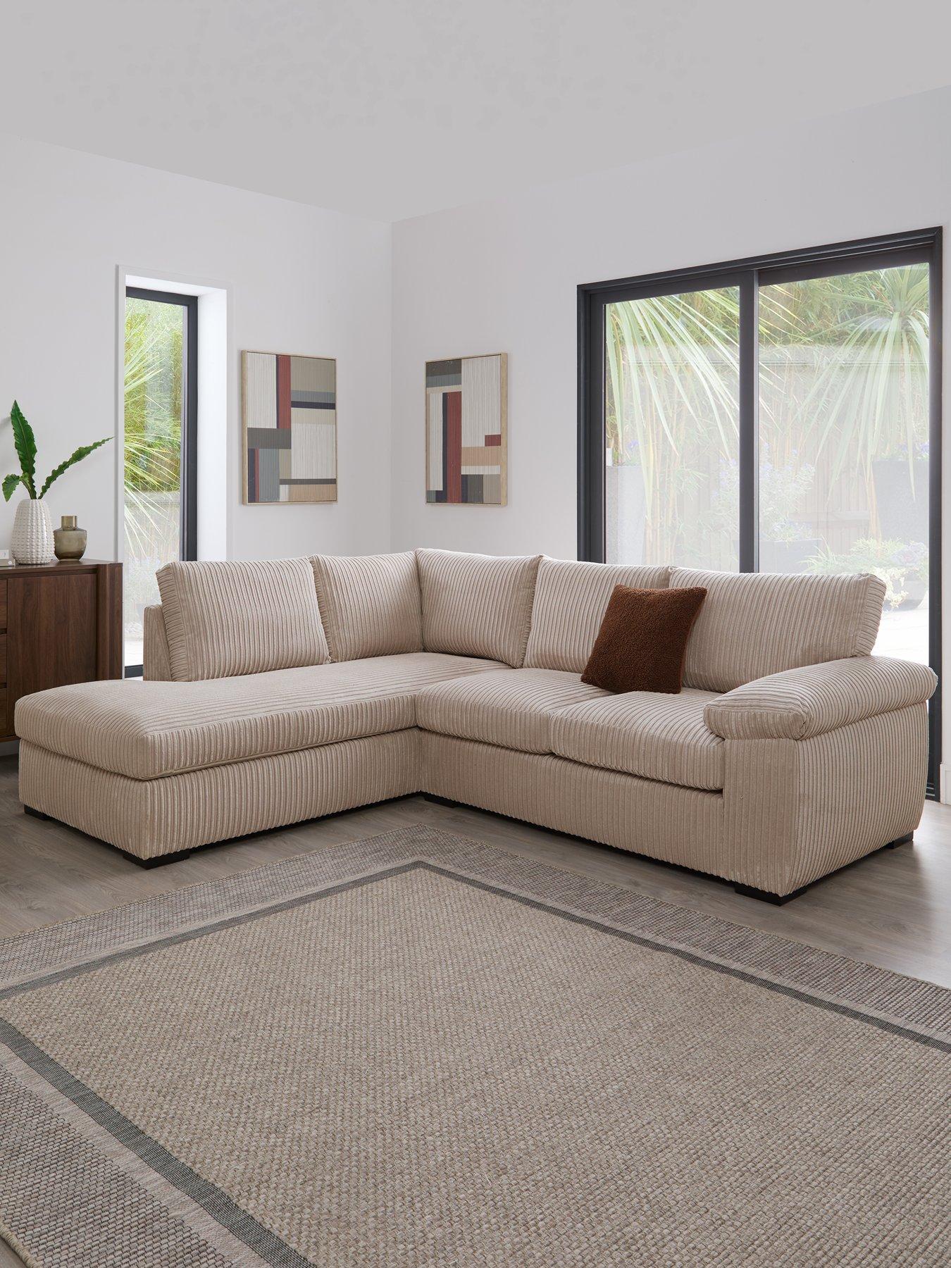 Very Home Amalfi Standard Back Left Hand Fabric Corner Chaise Sofa - Cream - FSC® Certified