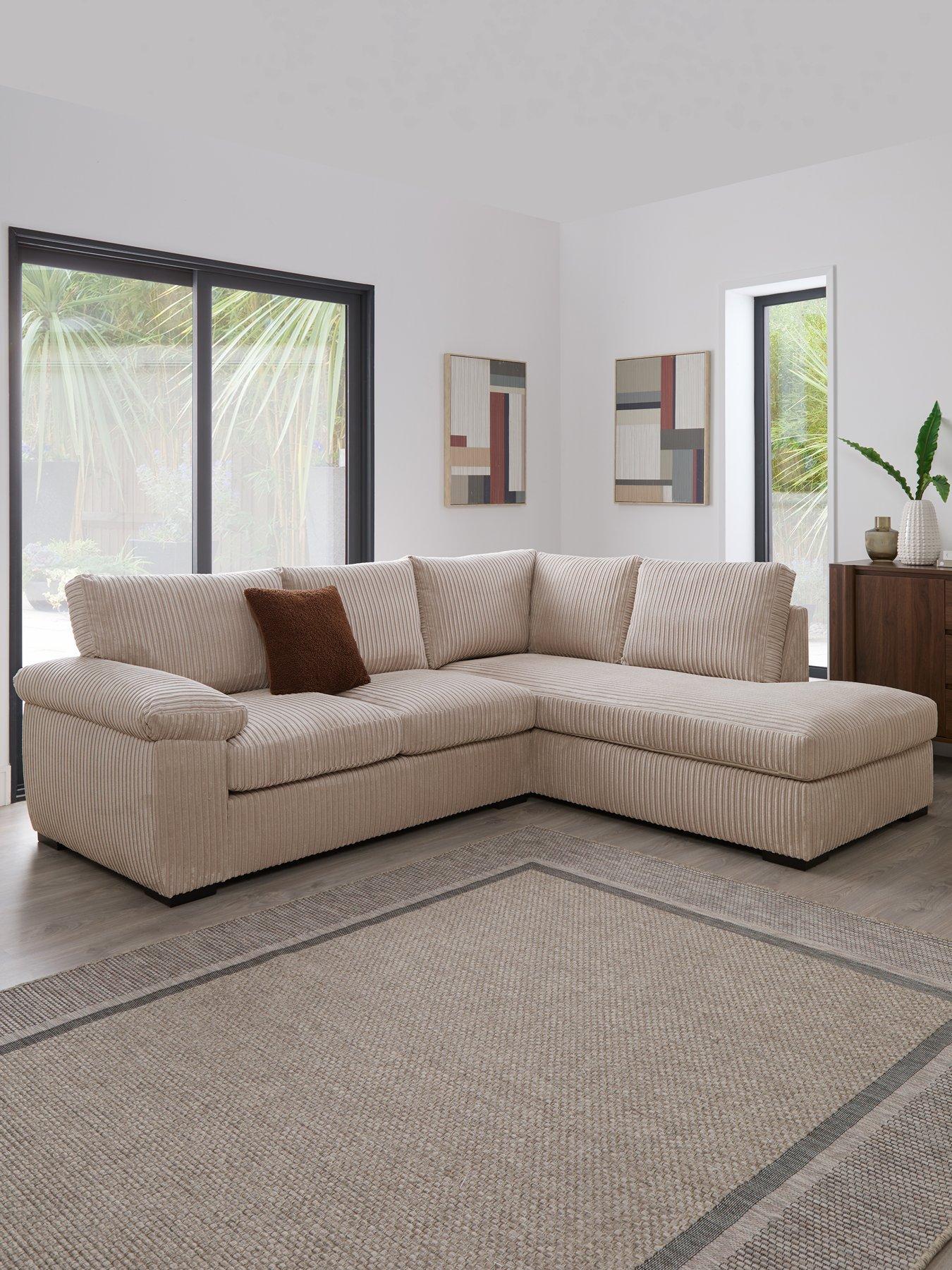 Very Home Amalfi Standard Back Right Hand Fabric Corner Chaise Sofa - Cream - FSC® Certified