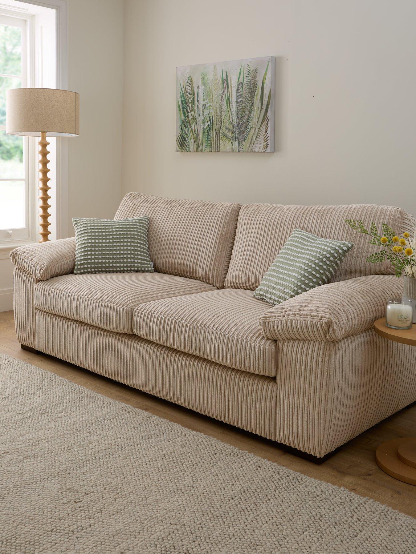  image of very-home-amalfi-standard-back-2-seater-fabric-sofa-cream-fscreg-certified