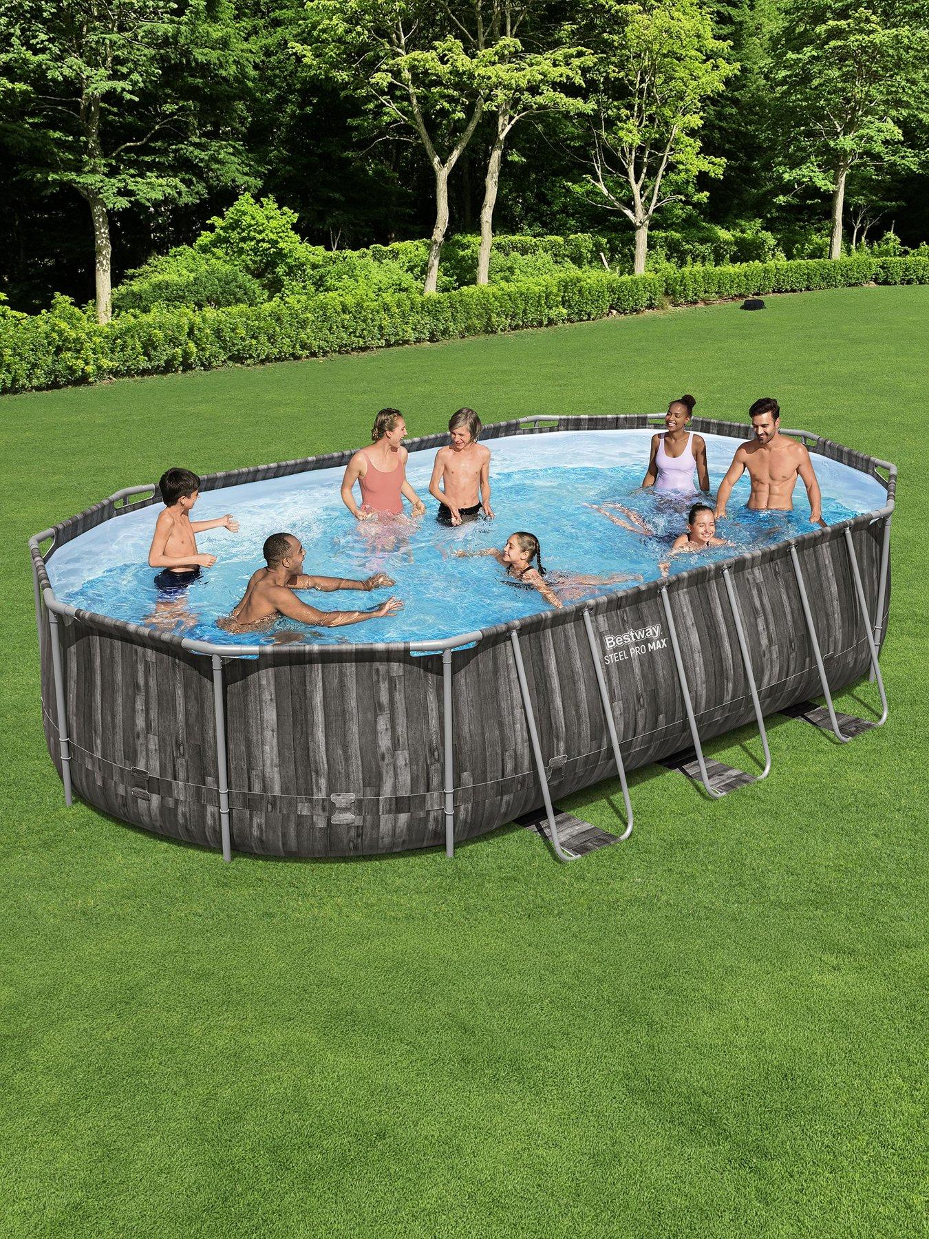 Image 1 of 6 of Bestway 20ft x 12ft Steel Pro MAX Oval Pool Set, Filter Pump, Ladder with Pool Cover
