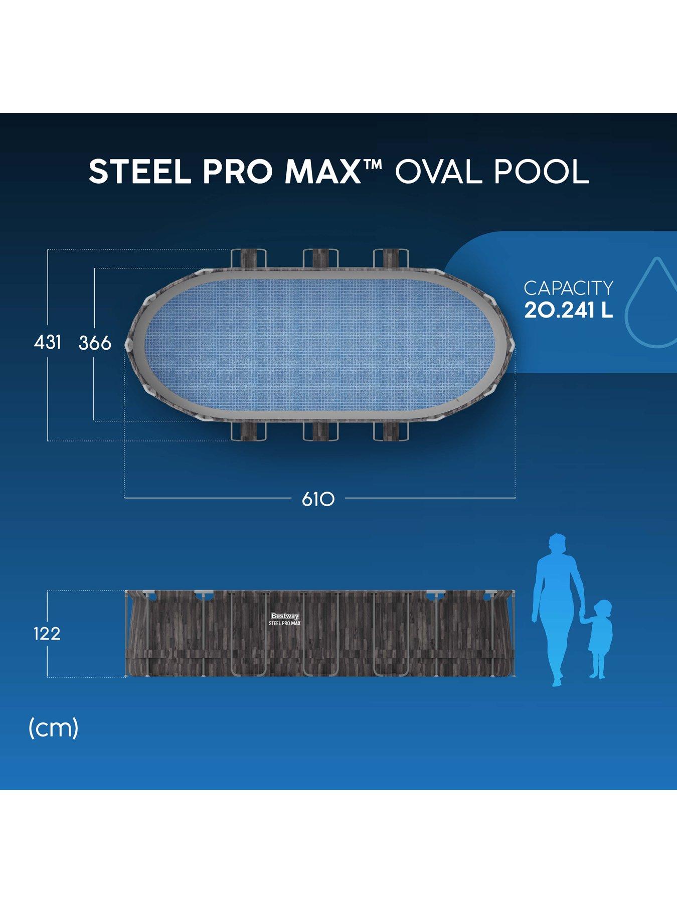Image 5 of 6 of Bestway 20ft x 12ft Steel Pro MAX Oval Pool Set, Filter Pump, Ladder with Pool Cover