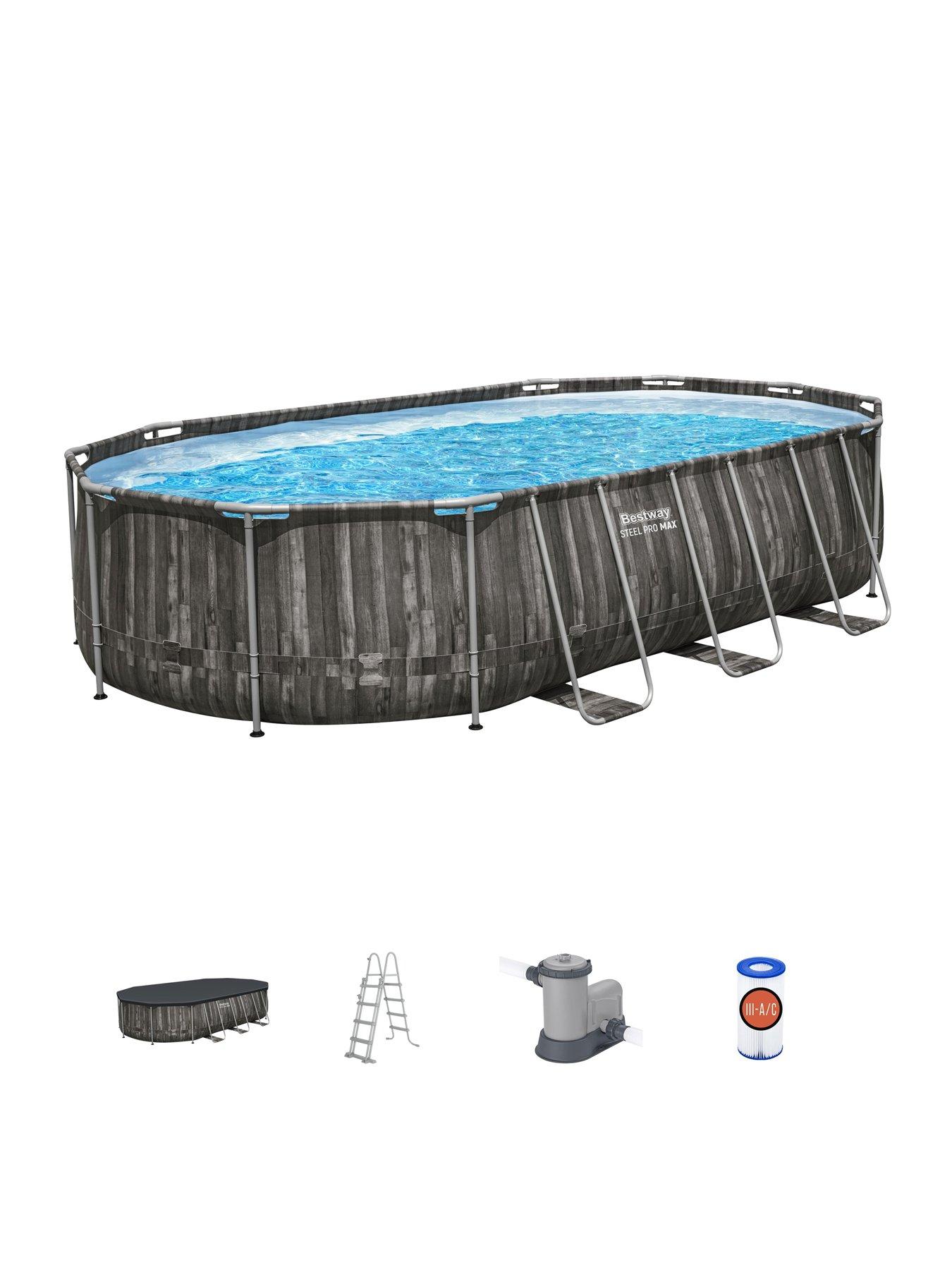 Image 6 of 6 of Bestway 20ft x 12ft Steel Pro MAX Oval Pool Set, Filter Pump, Ladder with Pool Cover