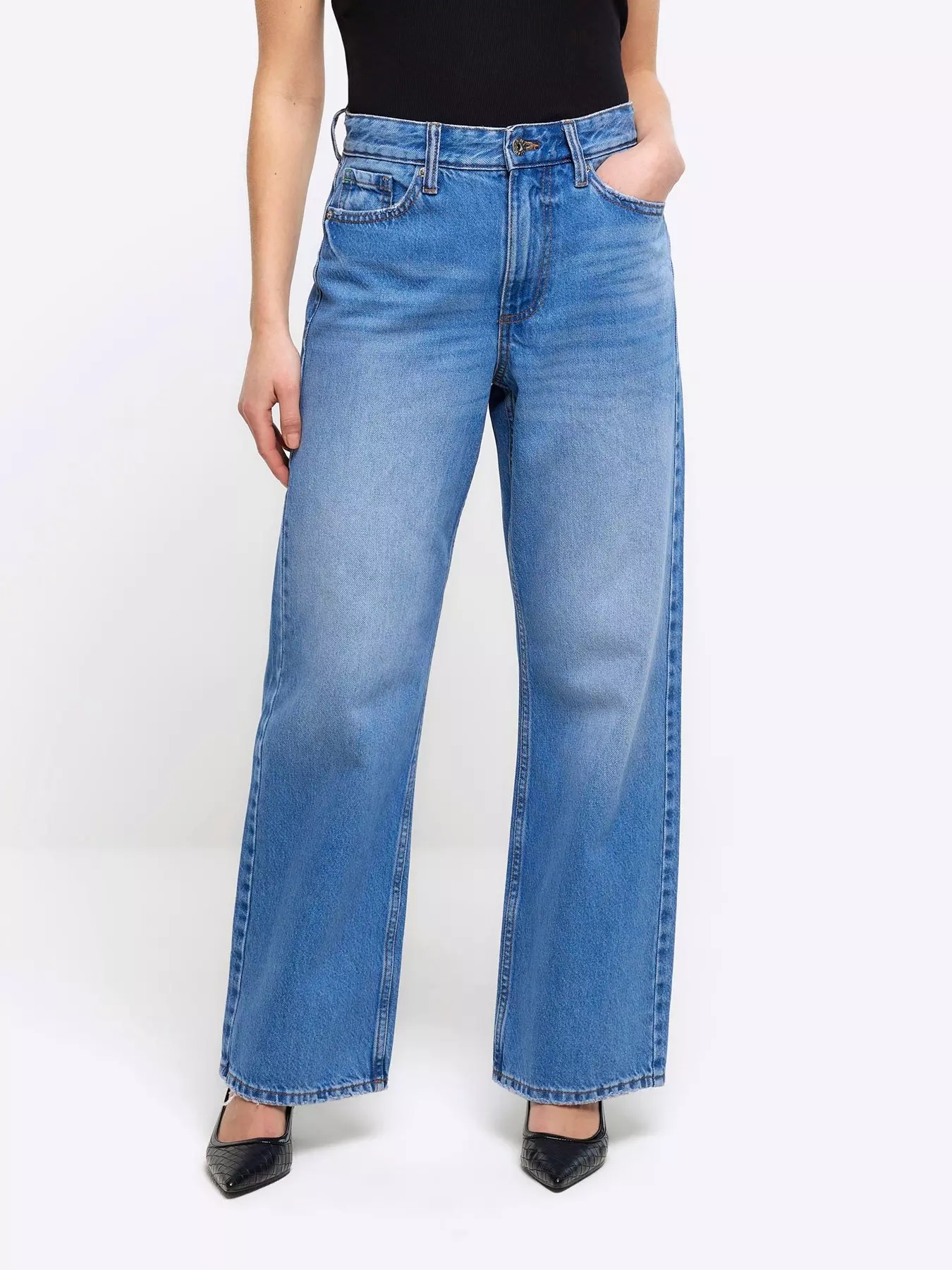 Blue, Straight Jeans, Jeans, Women