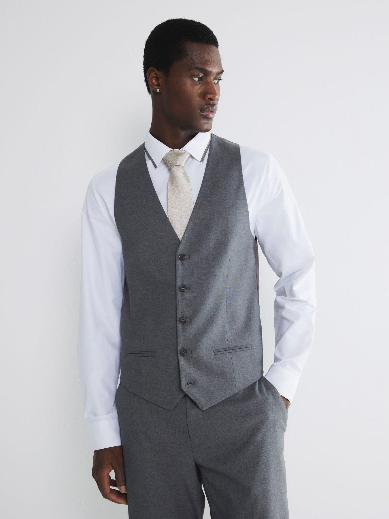 undefined Plain Single Breasted Suit Waistcoat - Grey