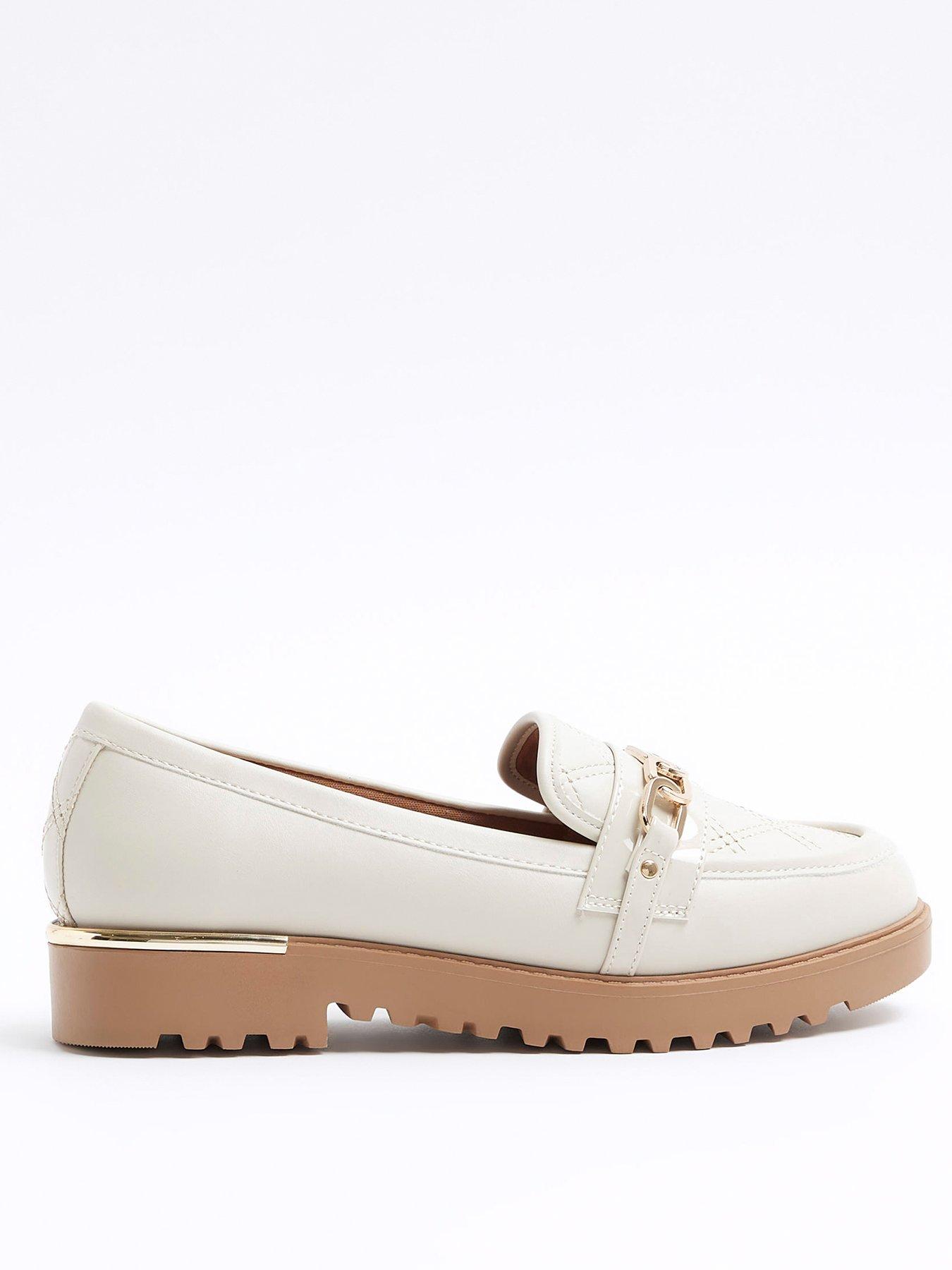 River Island Quilted Chain Loafer - Cream