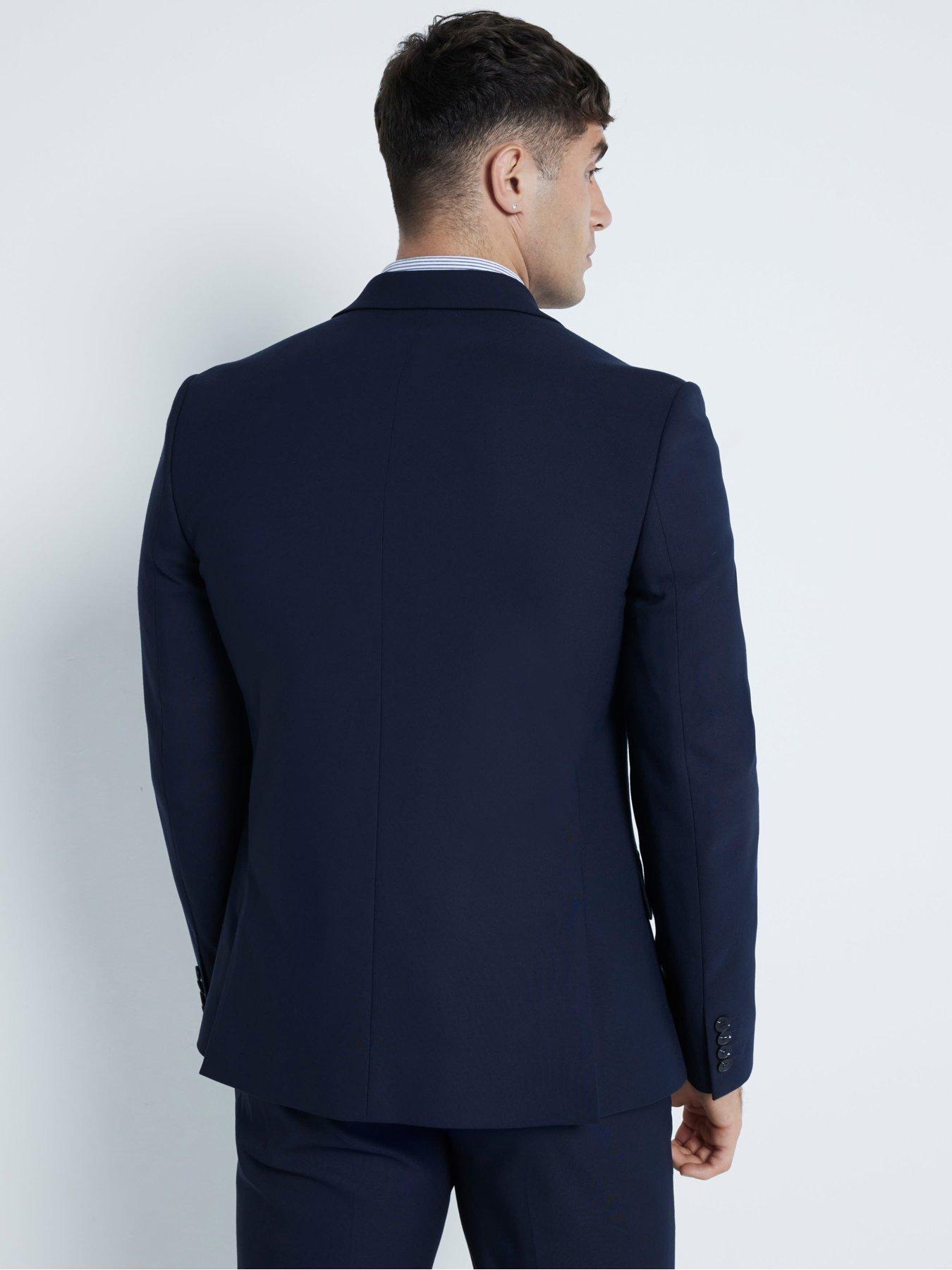  image of river-island-plain-single-breasted-slim-suit-jacket-navy