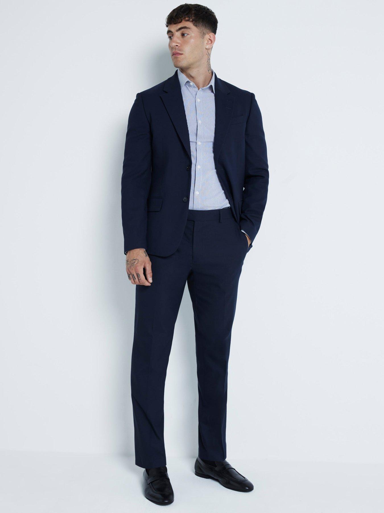 image of river-island-plain-single-breasted-slim-suit-jacket-navy